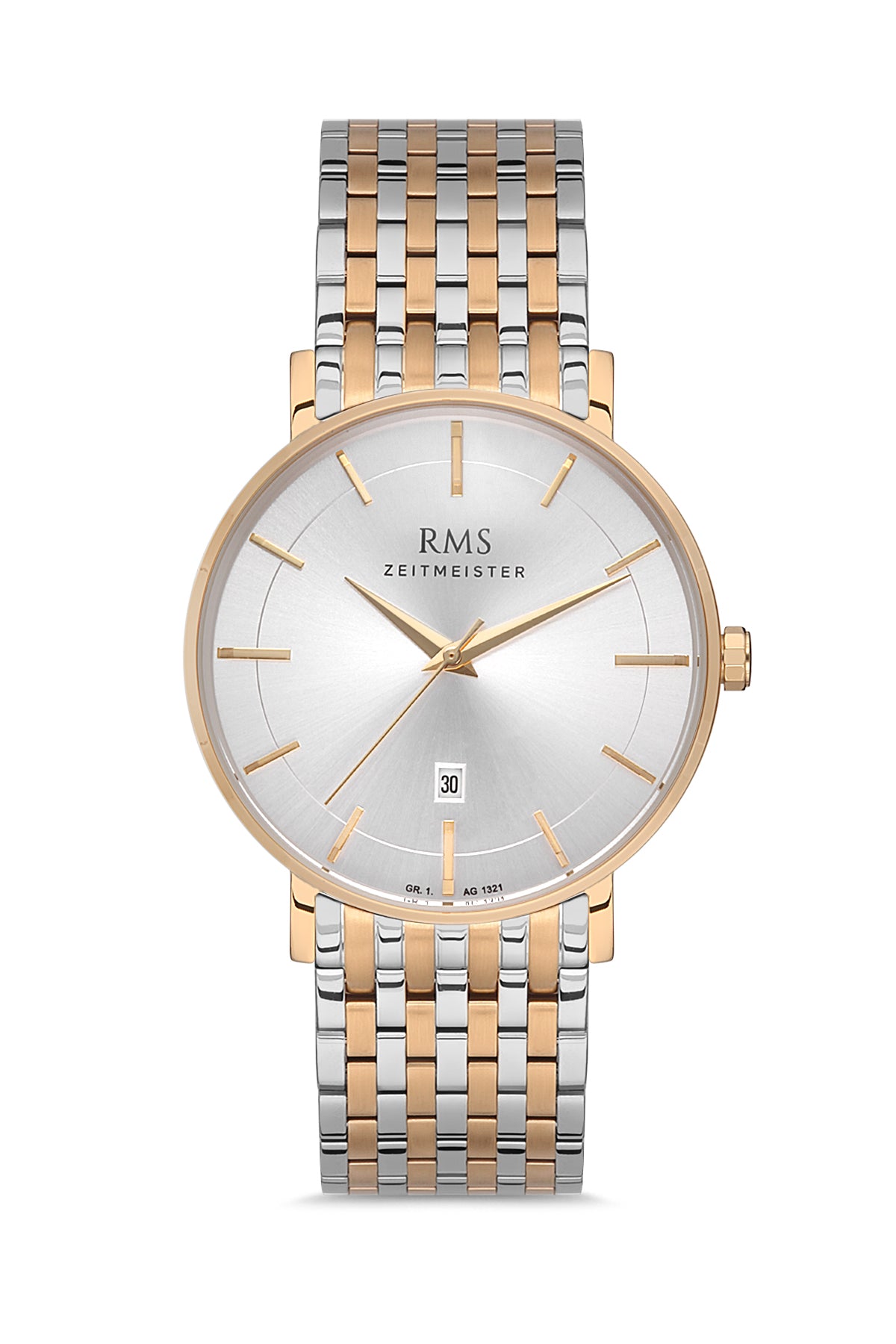 RMS SILVER DIAL YELLOW WHITE PLATED MEN'S WATCH - GR.1.AG1321.05