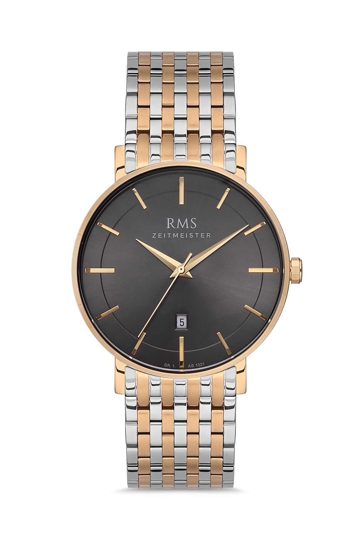 RMS SİYAH KADRAN SARI BEYAZ KAPLAMA ERKEK SAATİ