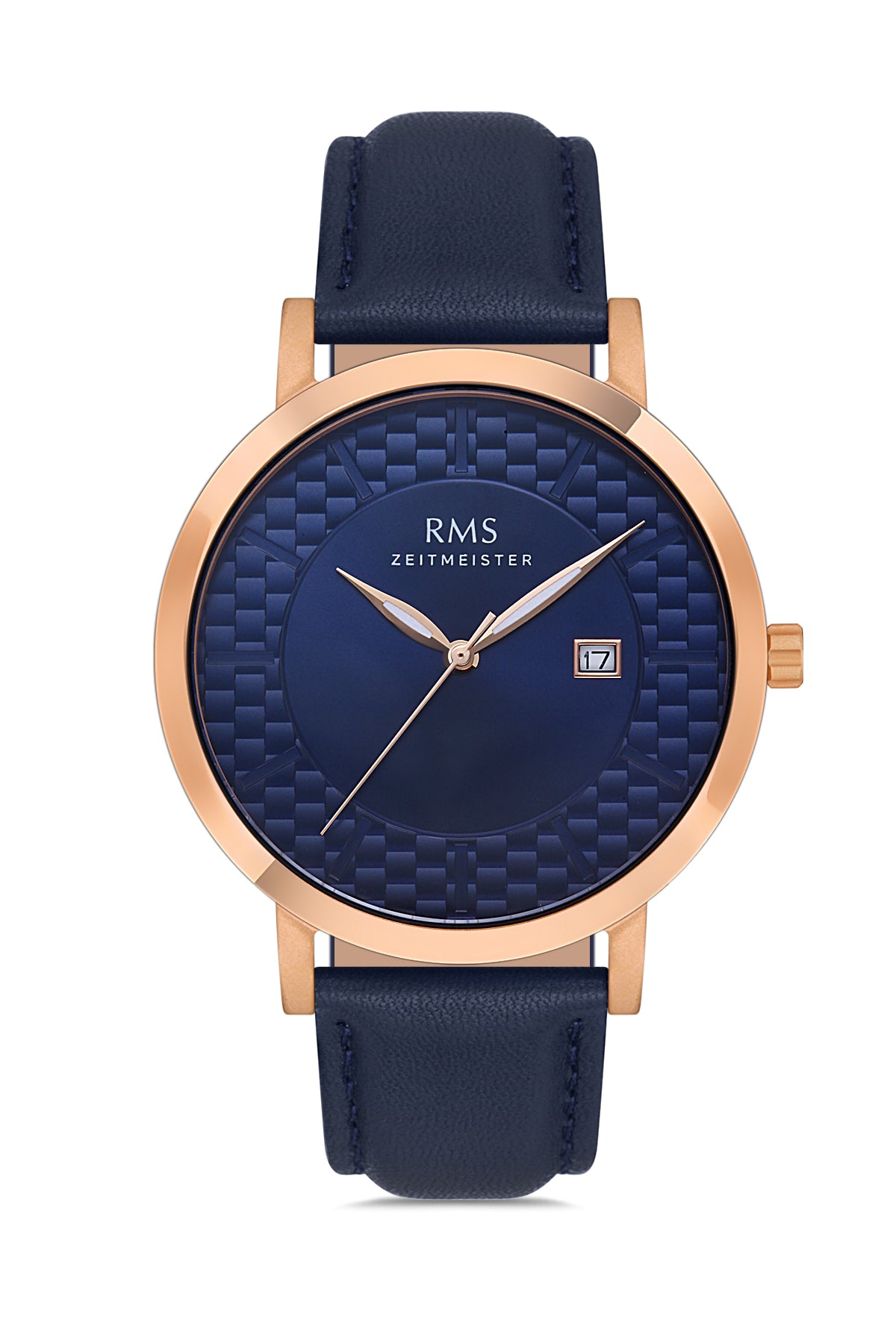 RMS Blue Dial Rose Coated Men's Watch - GR.1.AG1430.19