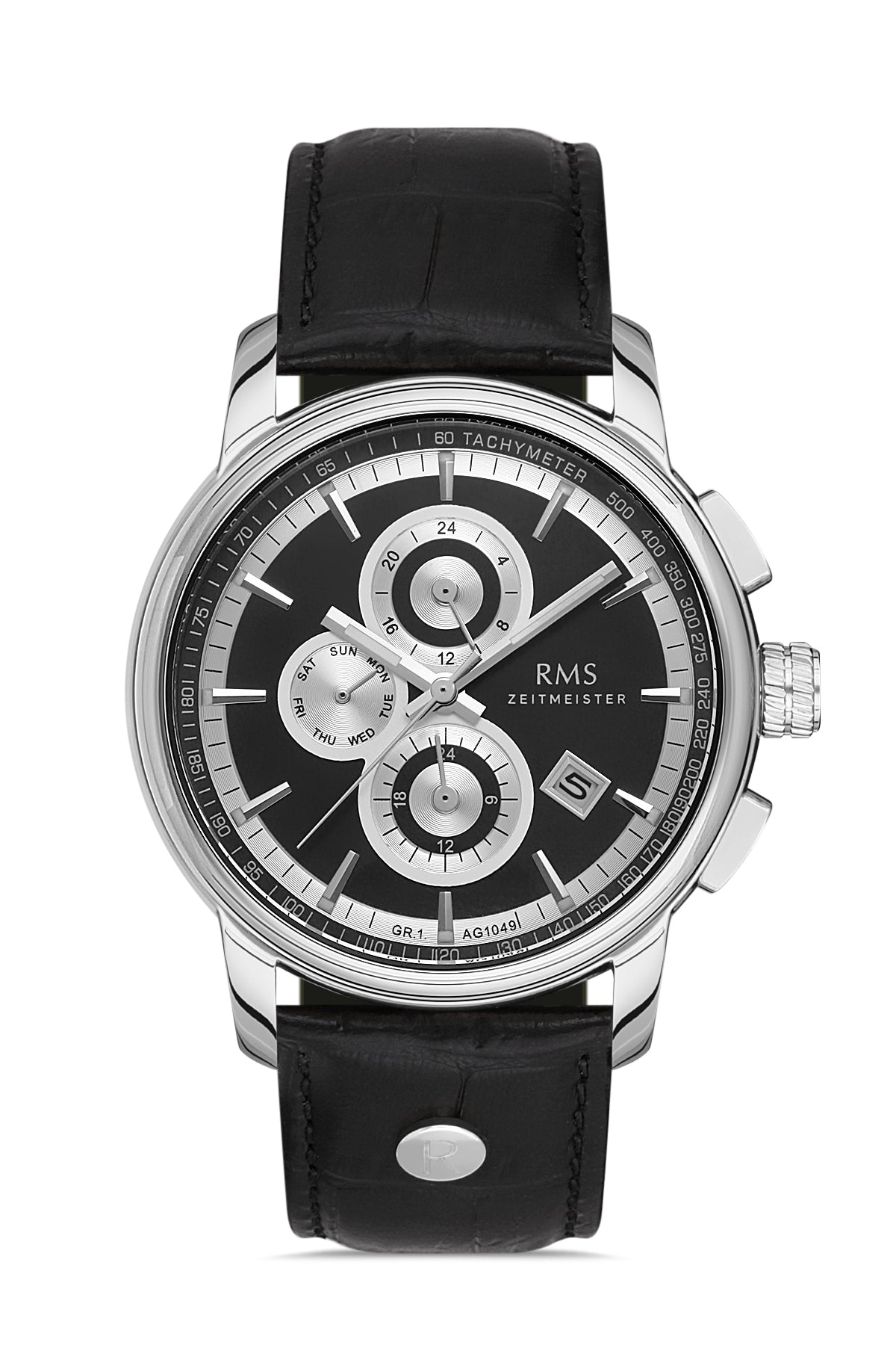 RMS Siyah Kadran Gümüş Kaplama Erkek Saati