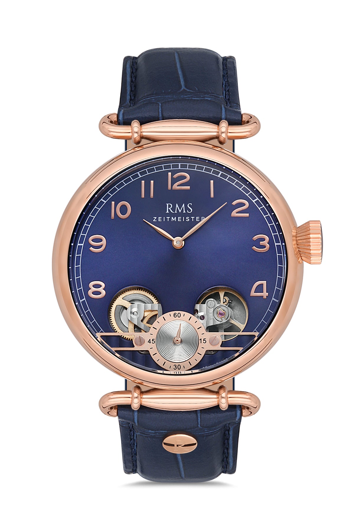 RMS BLUE DIAL ROSE PLATED MEN'S WATCH - RMS.1.AG1267.06