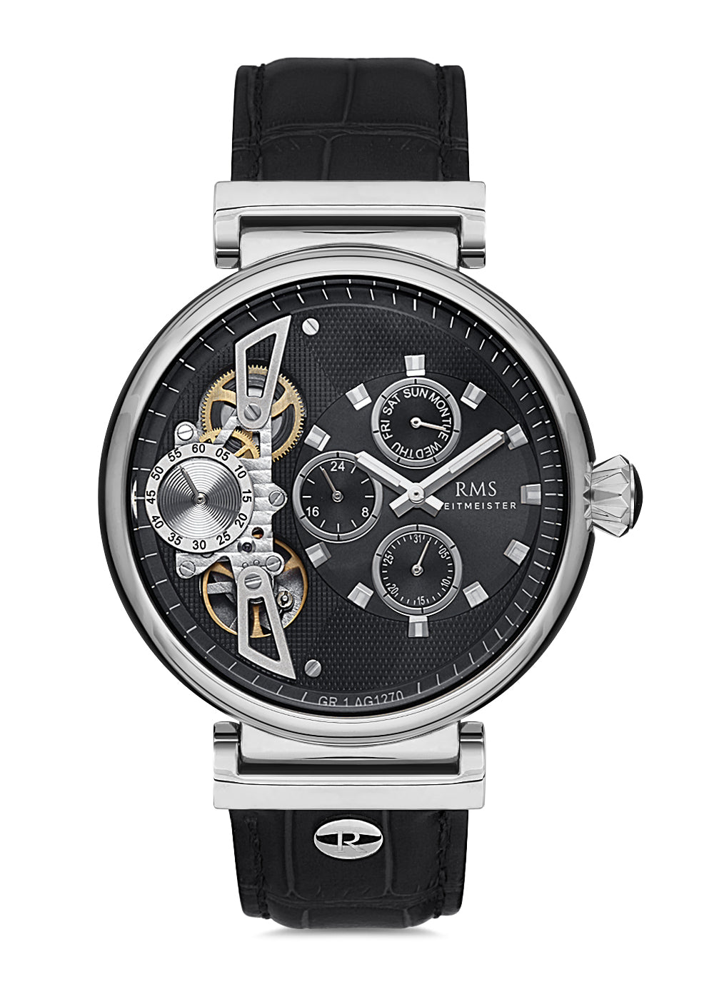 RMS SİYAH KADRAN GÜMÜŞ KAPLAMA ERKEK SAATİ