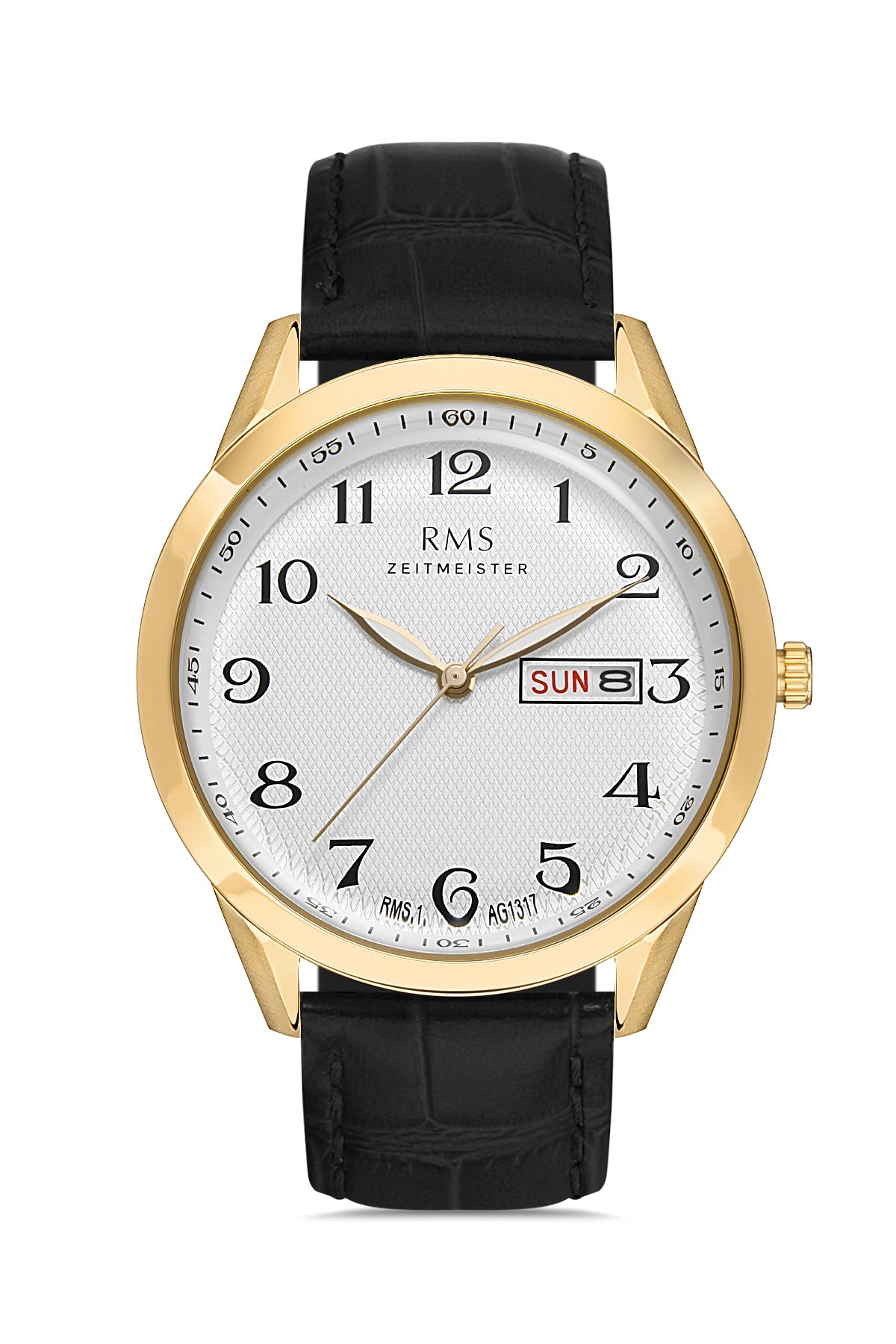 RMS ZEITMEISTER Men's Watch with White Dial and Black Leather Strap - RMS.1.AG1317.21