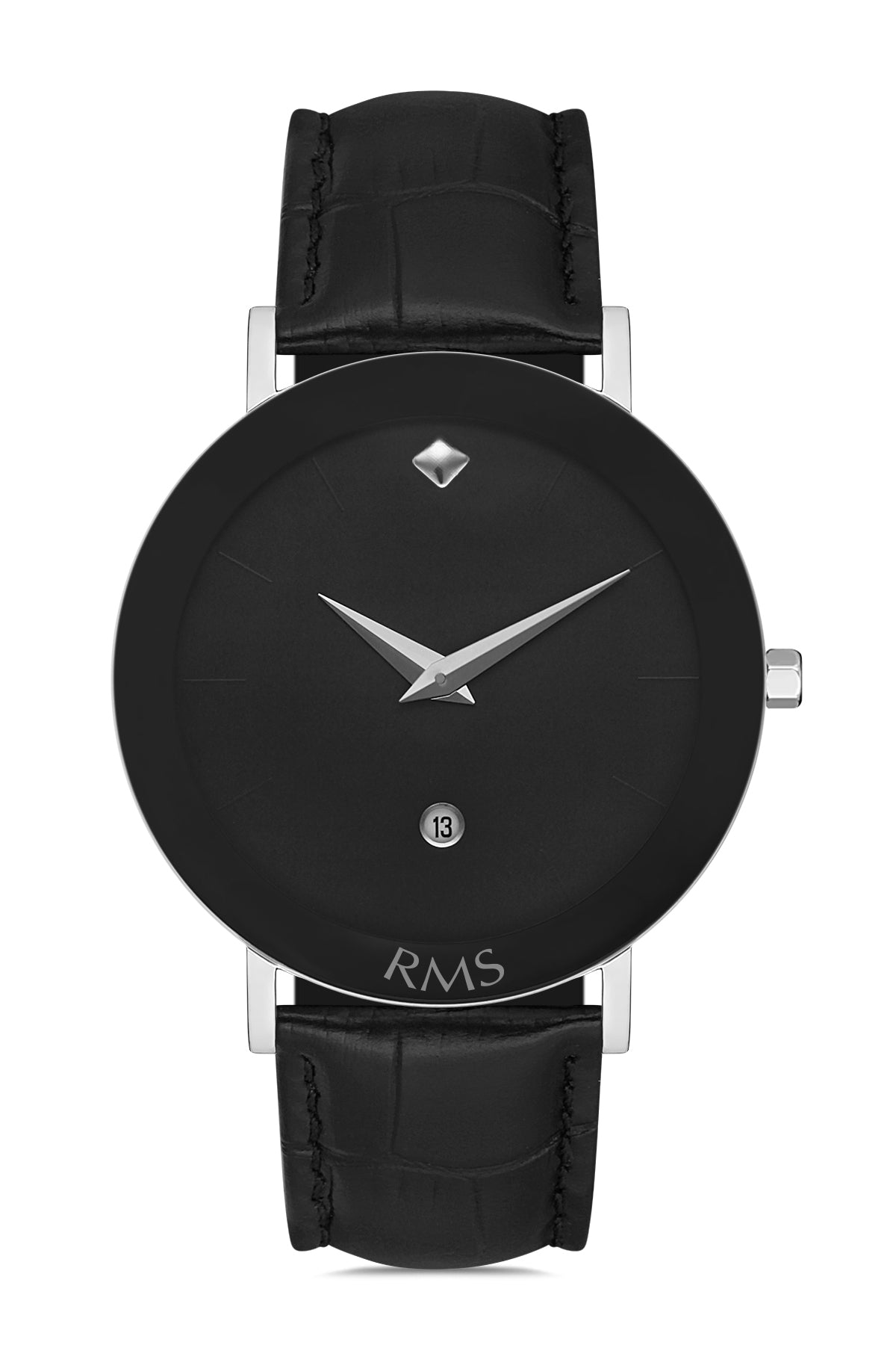 RMS Siyah Kadran Gümüş Kaplamalı Erkek Saati