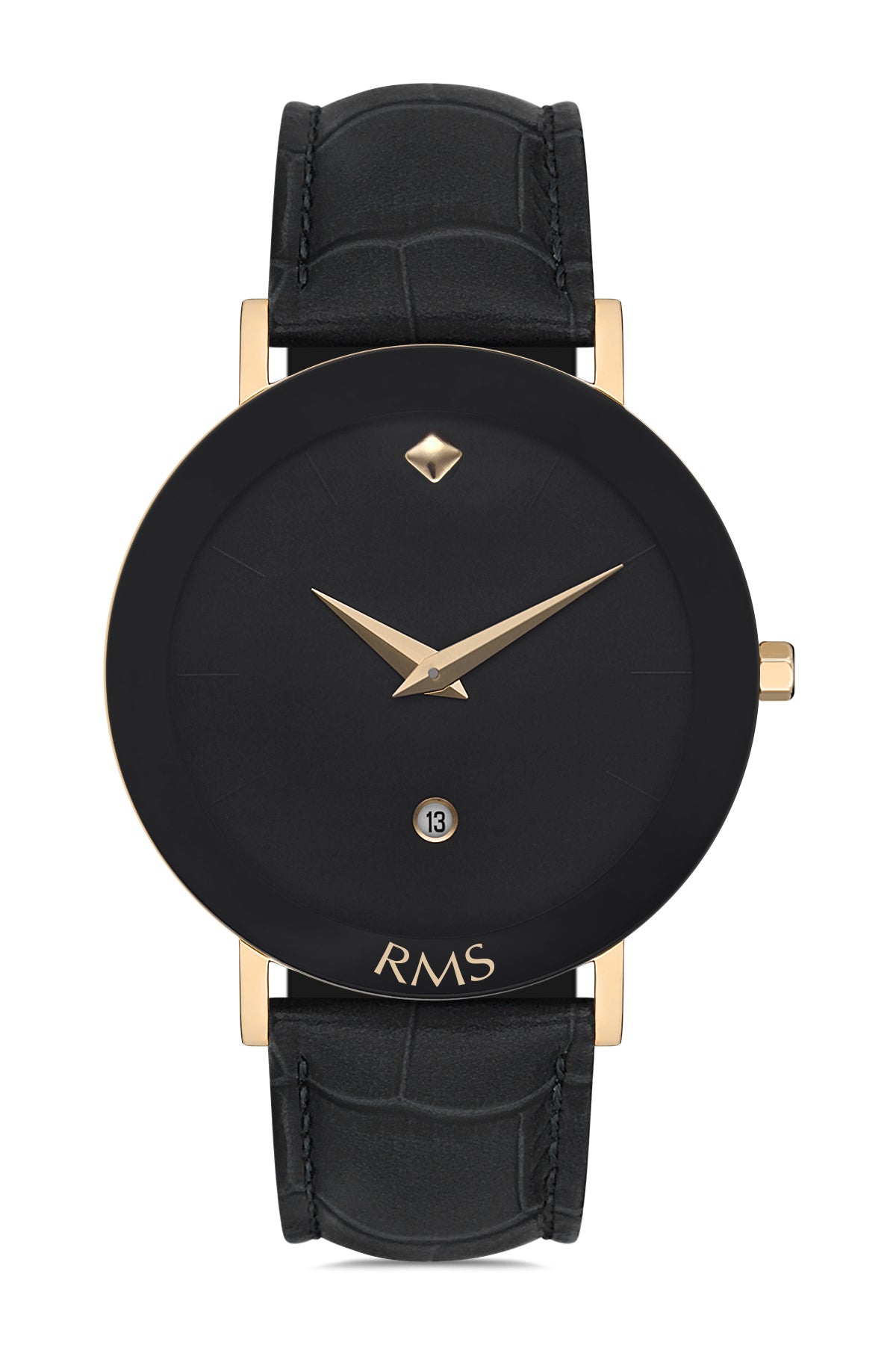 RMS Siyah Kadran Sarı Kaplamalı Erkek Saati