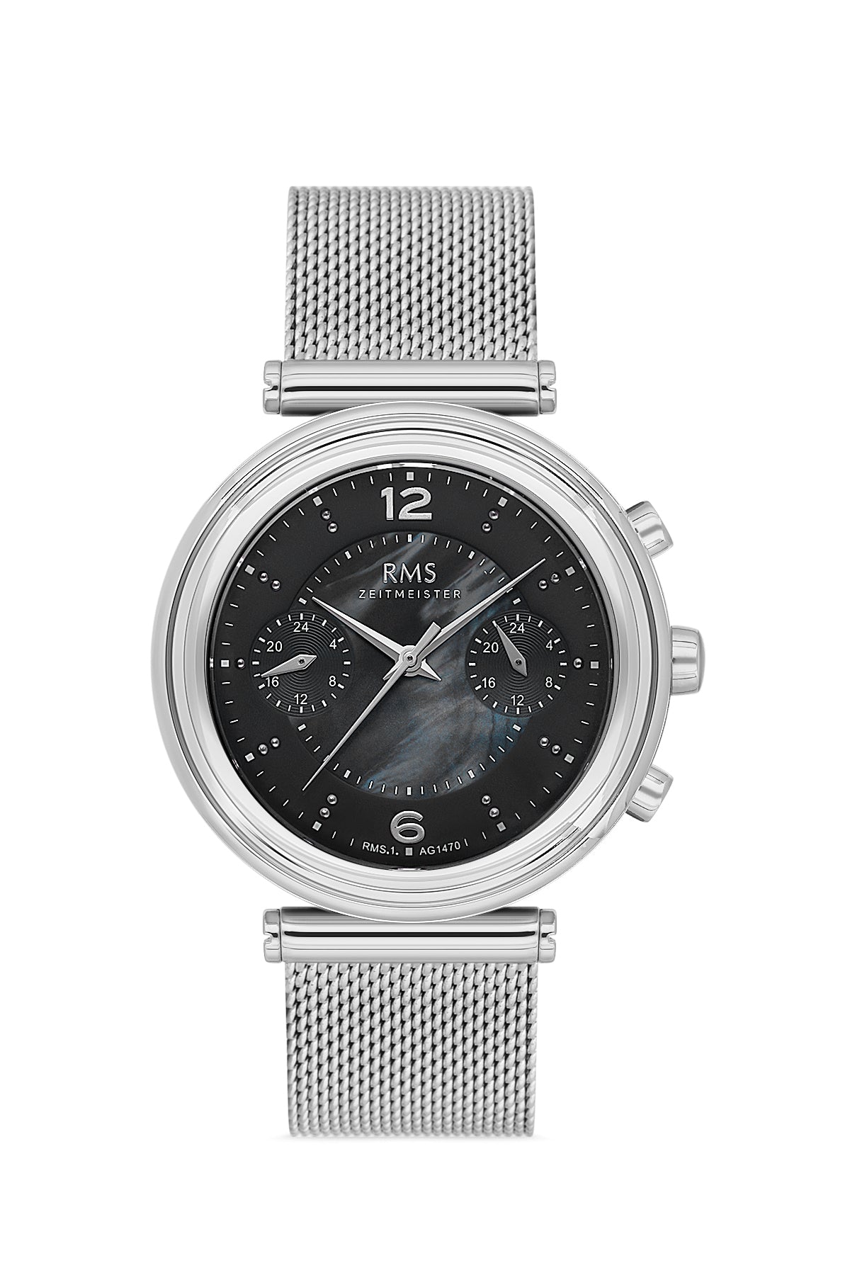 RMS Siyah Kadran Gümüş Kaplama Kadın Kol Saati