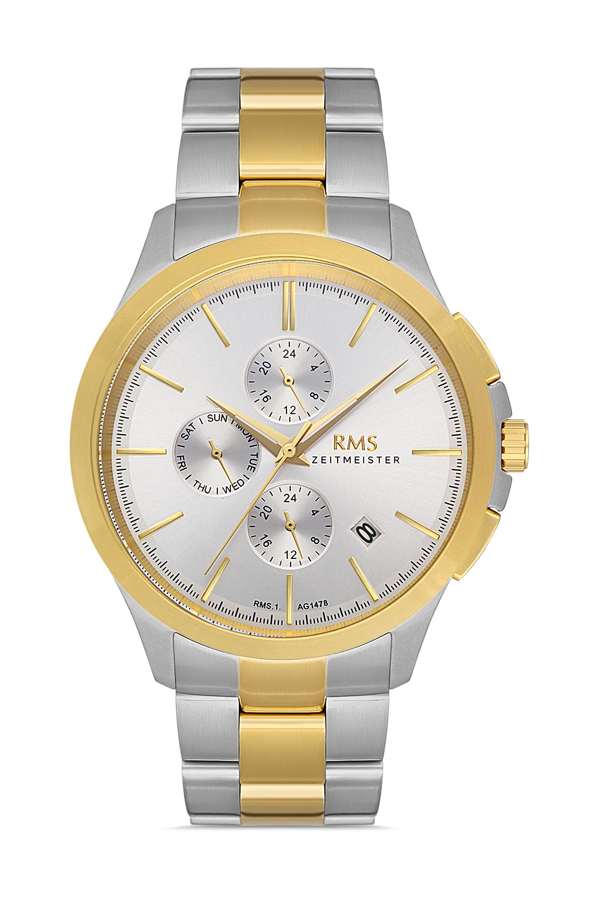 RMS Silver Dial Yellow White Plated Men's Watch - RMS.1.AG1478.07