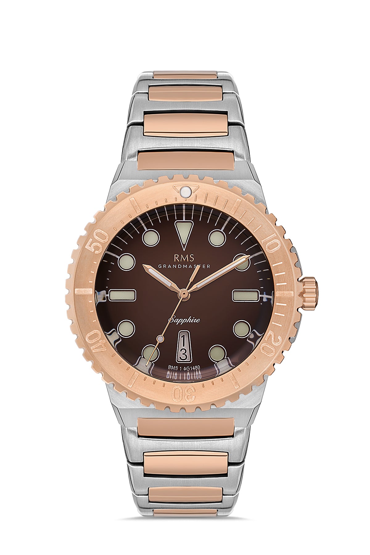 RMS Brown Dial Rose White Plated Men's Watch - RMS.1.AG1480.09