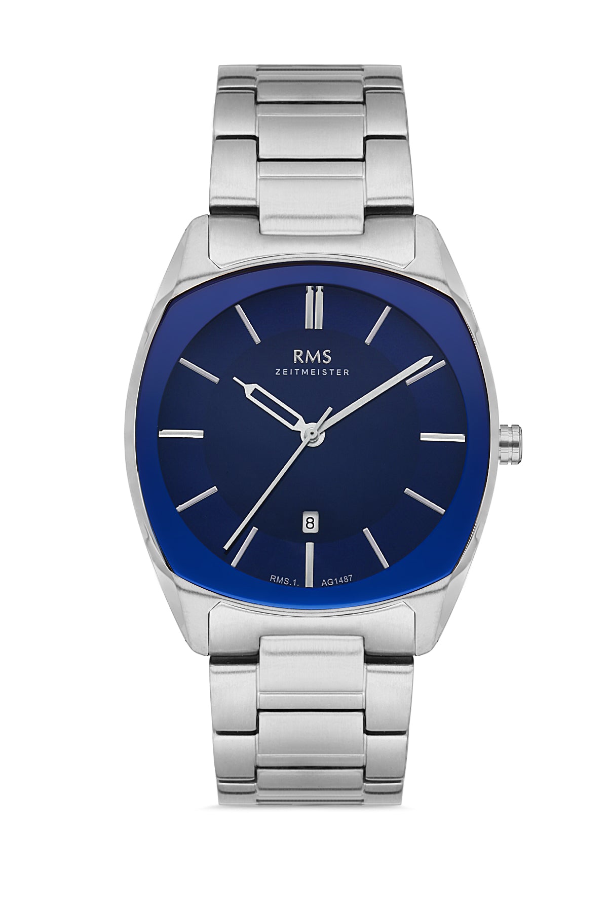 RMS Blue Dial Silver-Coated Men's Watch - RMS.1.AG1487.02