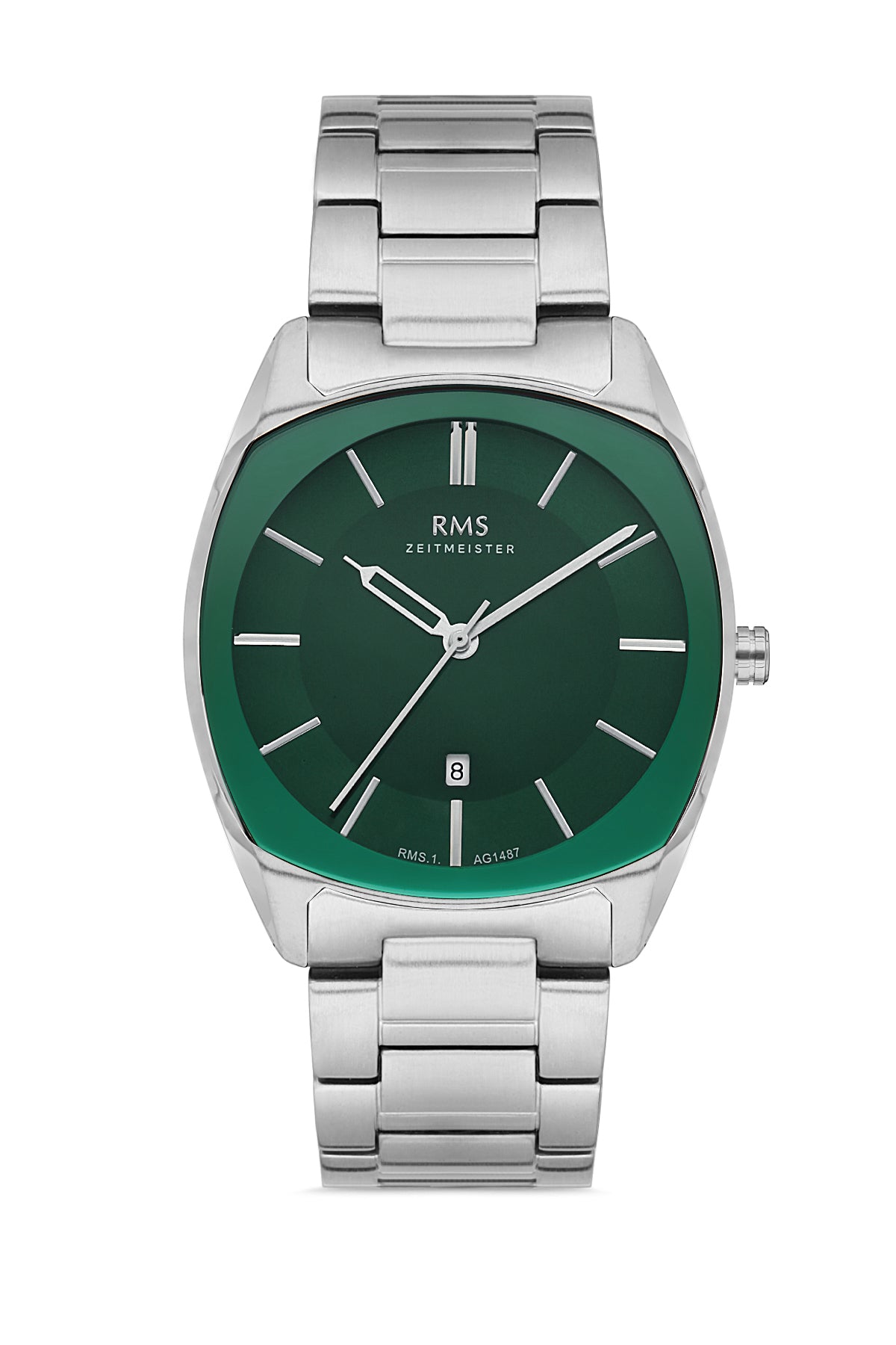 RMS Green Dial Silver-Coated Men's Watch - RMS.1.AG1487.03