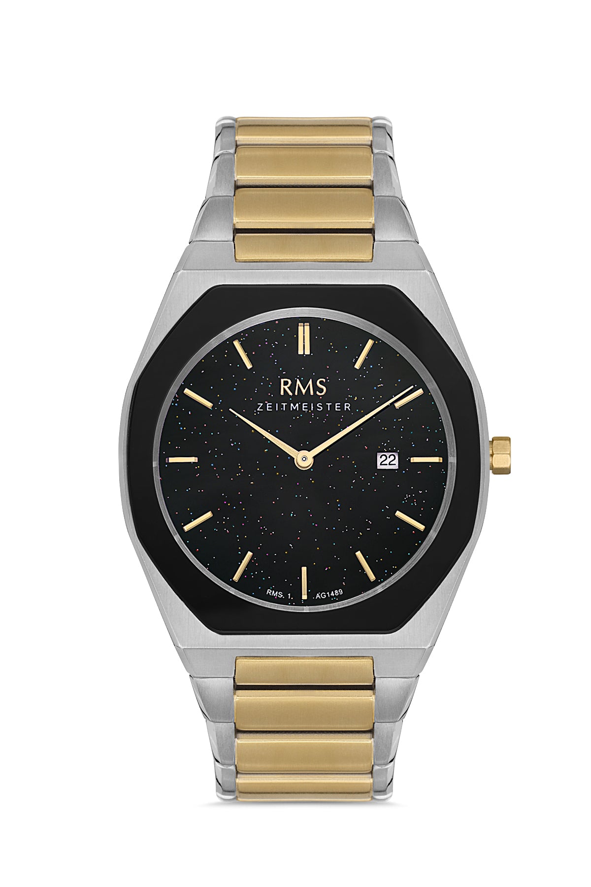 RMS Black Dial Yellow-White Coated Men's Watch - RMS.1.AG1489.06