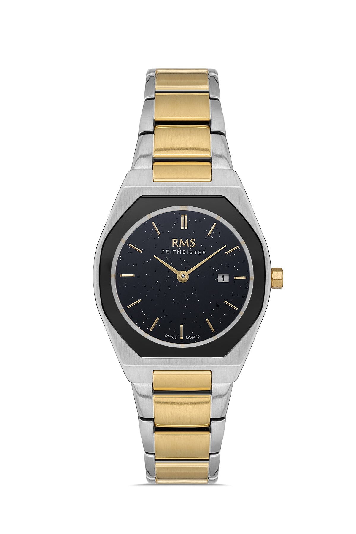 RMS Black Dial Yellow White Coated Women's Watch - RMS.1.AG1490.04