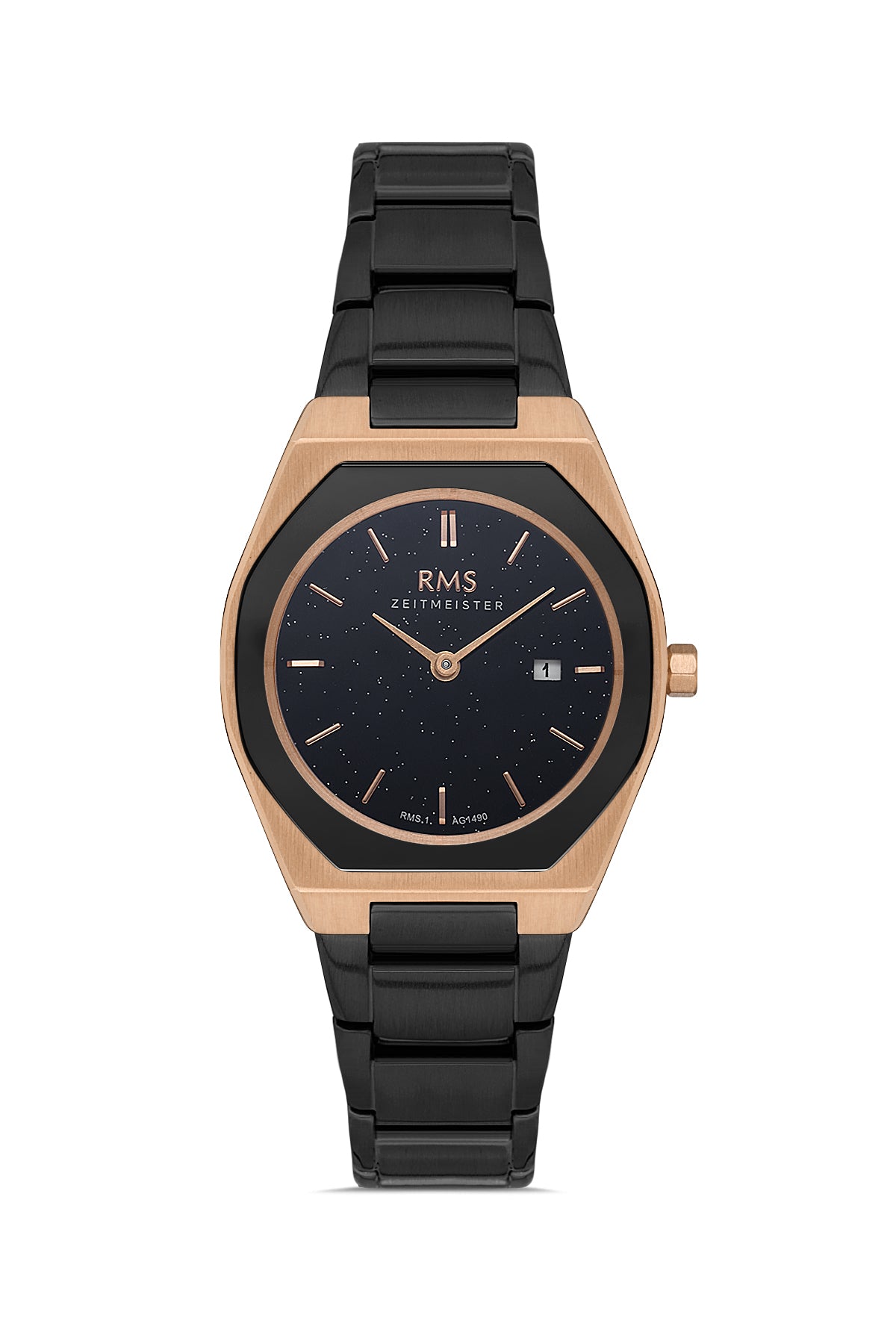 RMS Siyah Kadran Gül Siyah Kaplamalı Kadın Saati