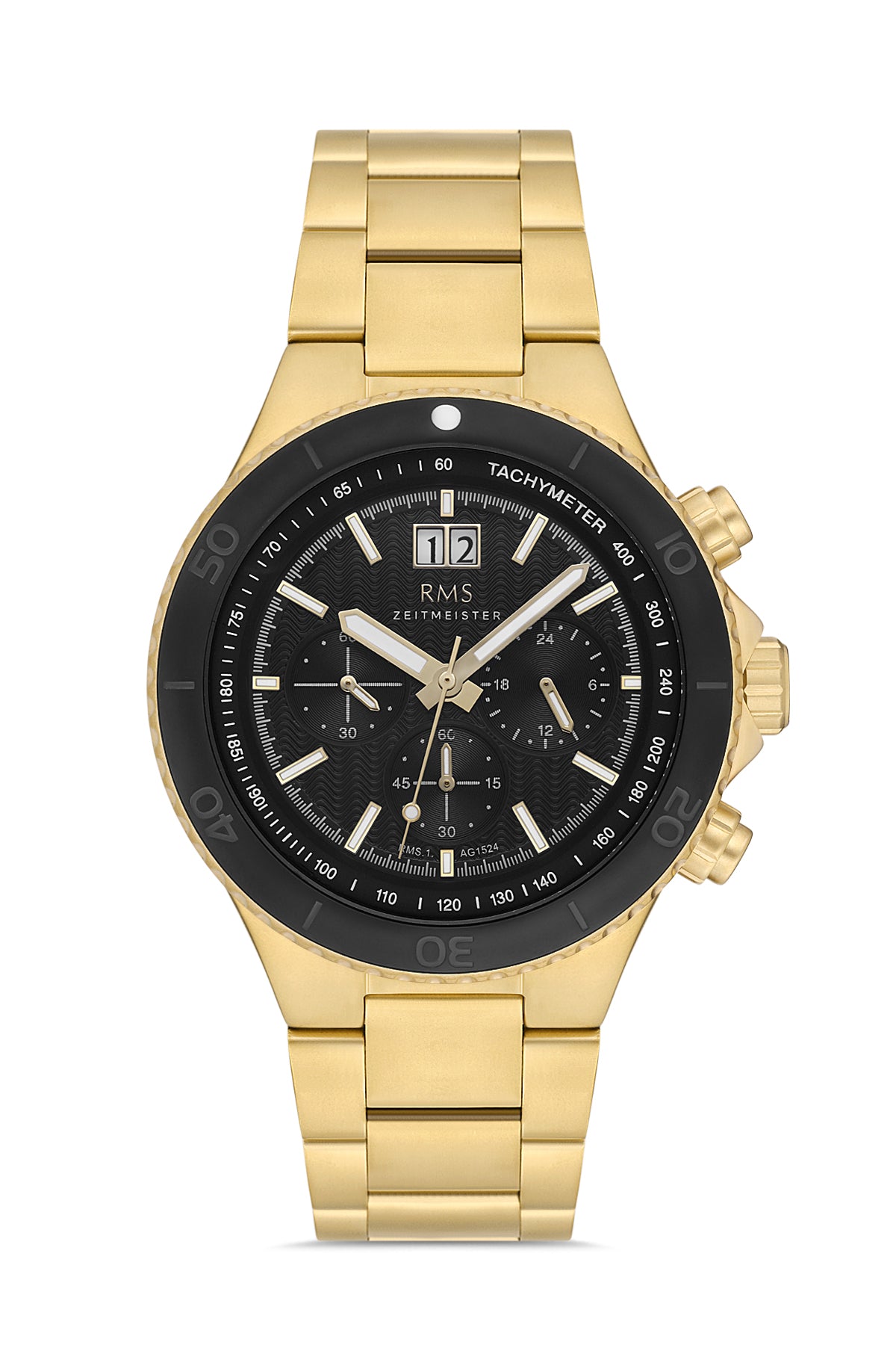 RMS Siyah Kadran Sarı Kaplama Erkek Kol Saati