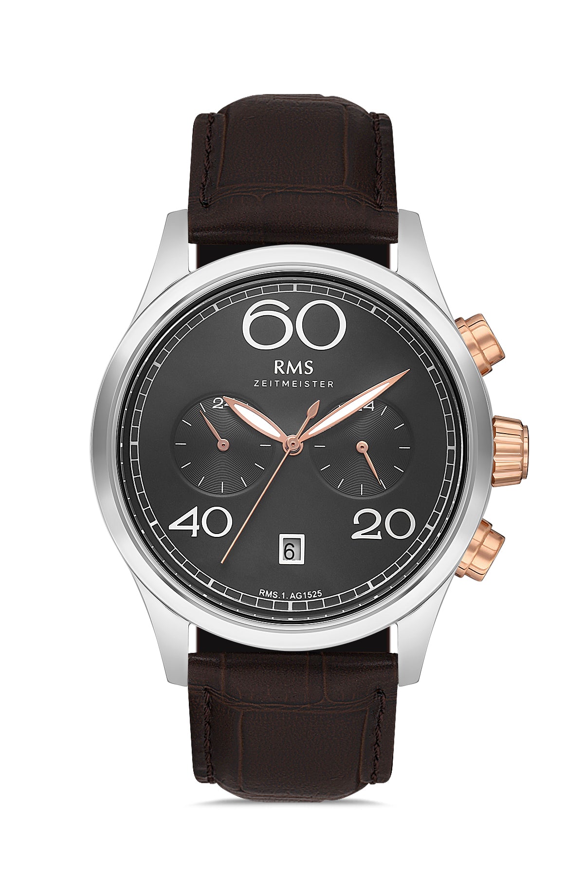 RMS Gri Kadran Gül Beyaz Kaplamalı Erkek Saati