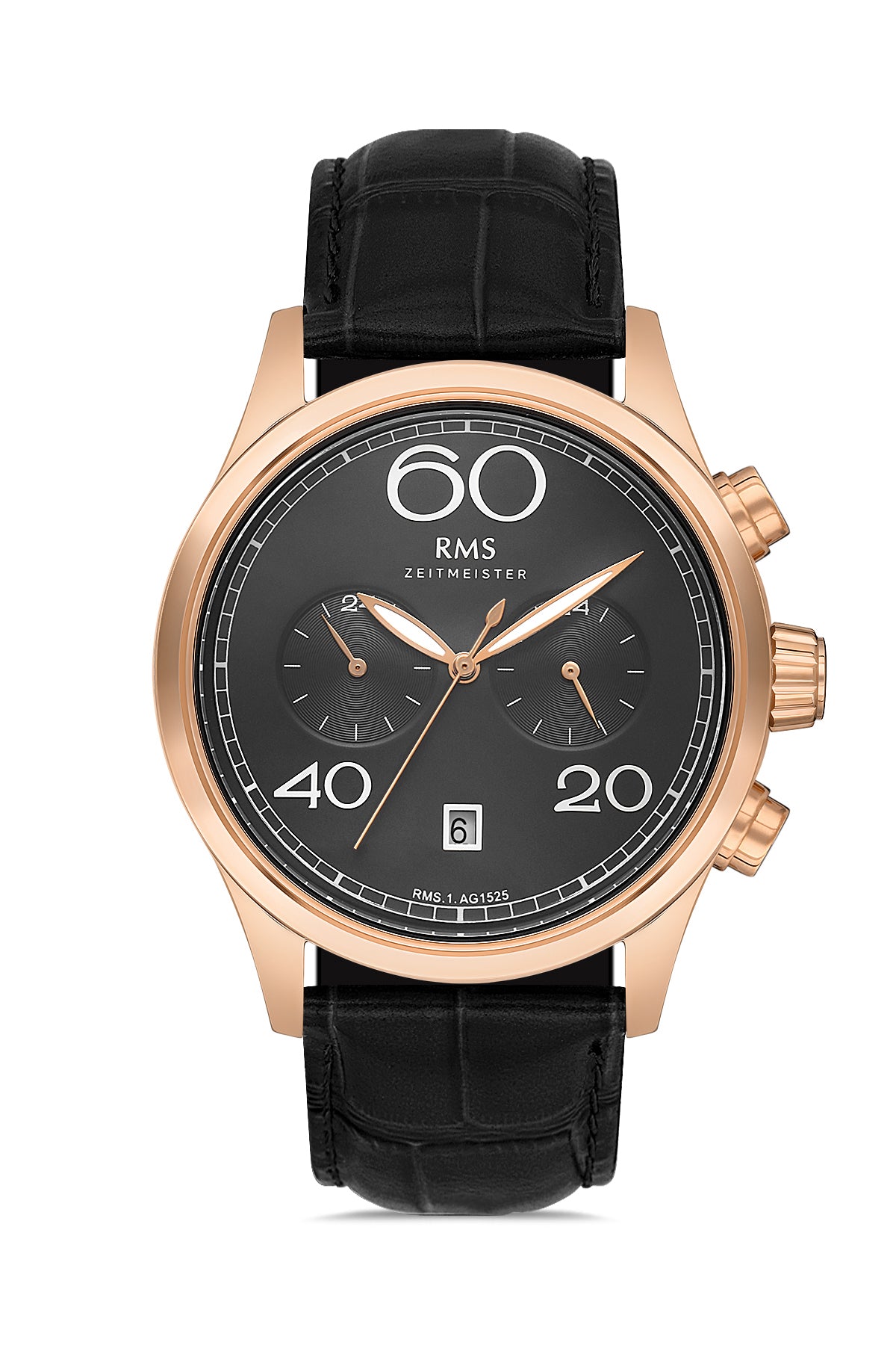 RMS Black Dial Rose Plated Men's Watch - RMS.1.AG1525.05