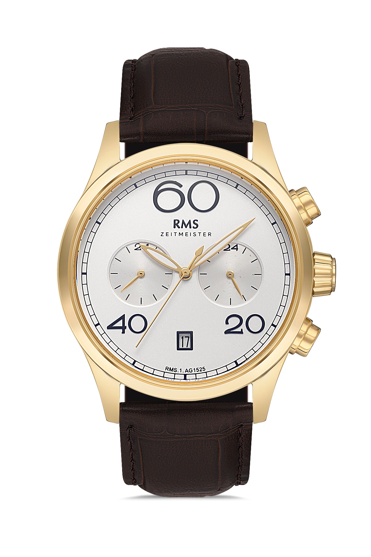 RMS Brown Dial Yellow Plated Men's Watch - RMS.1.AG1525.07