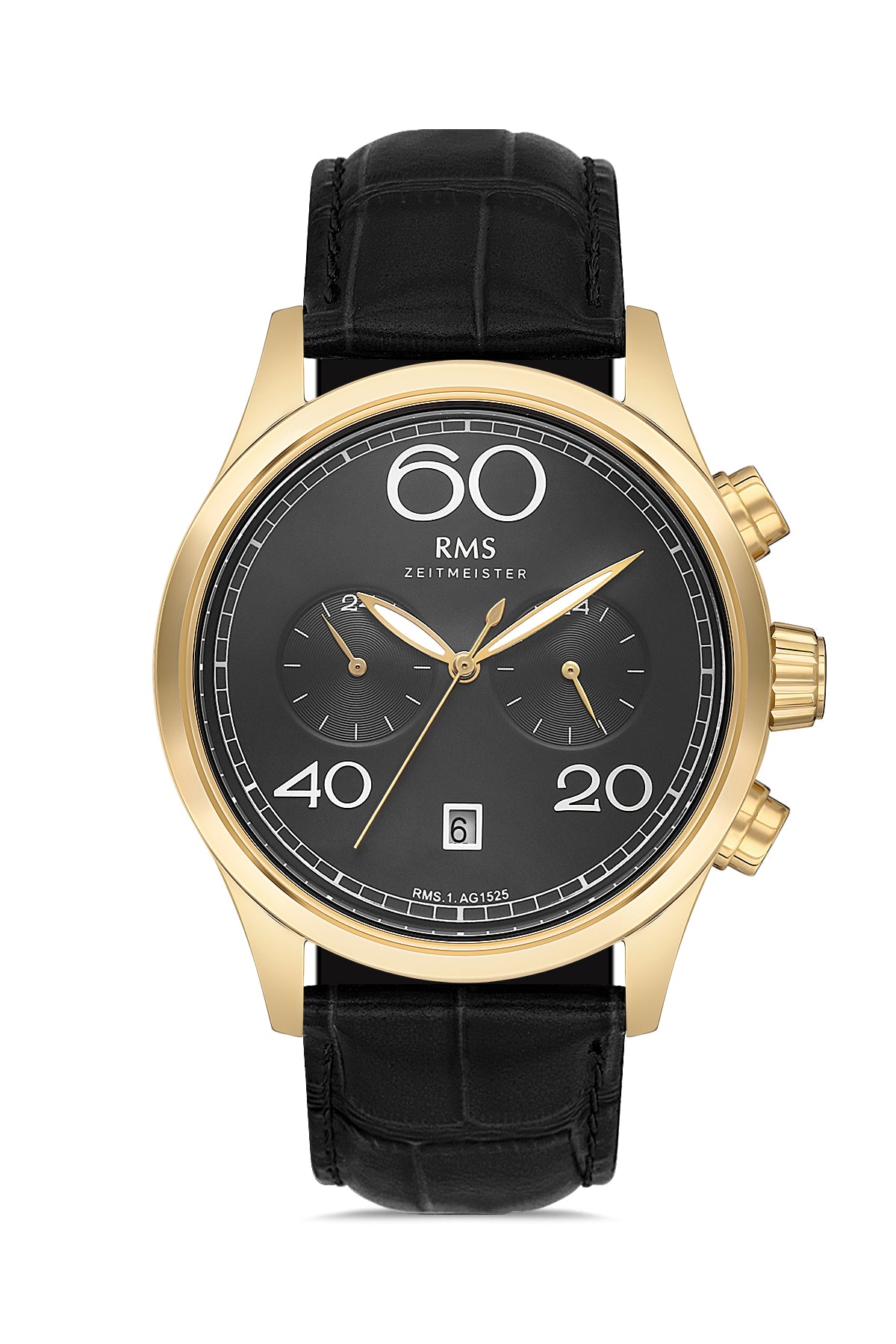 RMS Black Dial Yellow Plated Men's Watch - RMS.1.AG1525.08