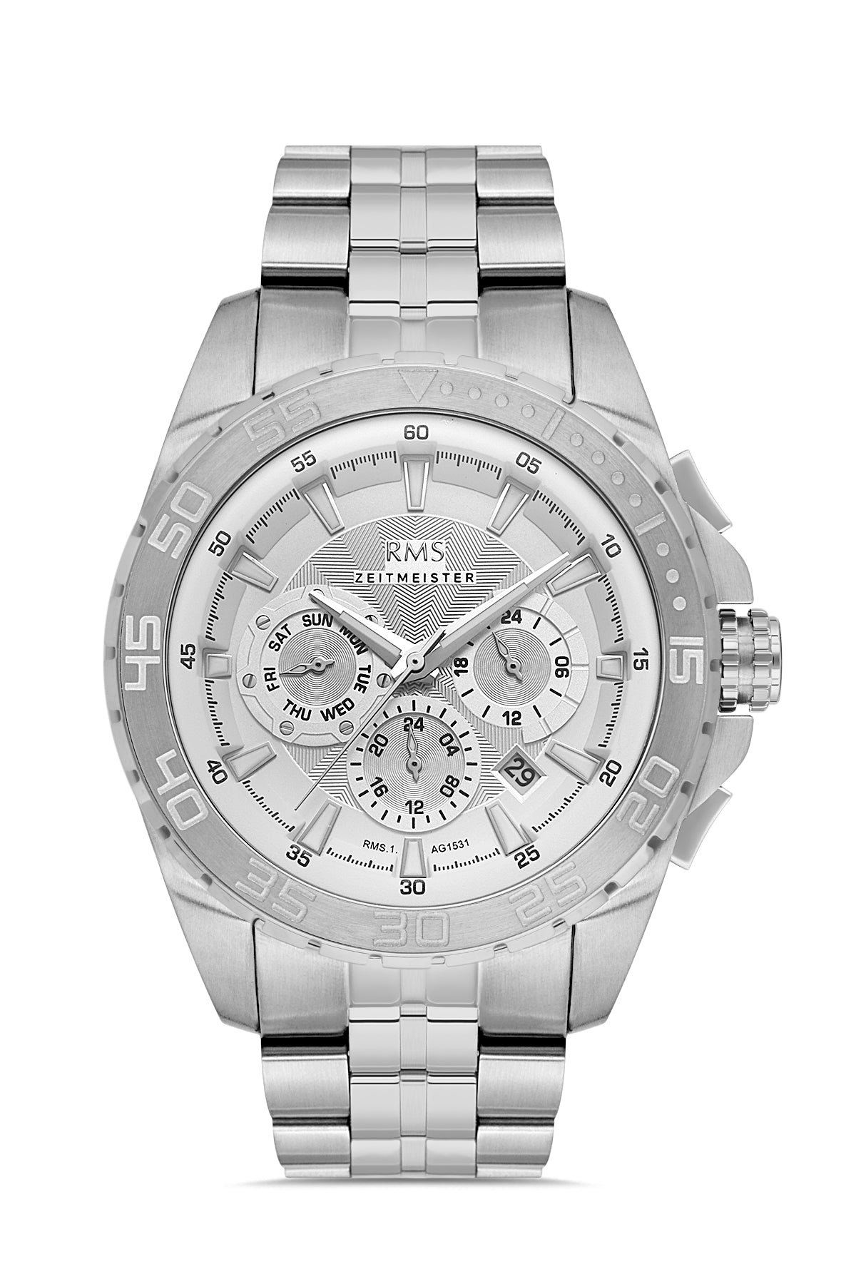 RMS ZEITMEISTER Men's Watch with Silver Dial and Stainless Steel Strap - RMS.1.AG1531.01