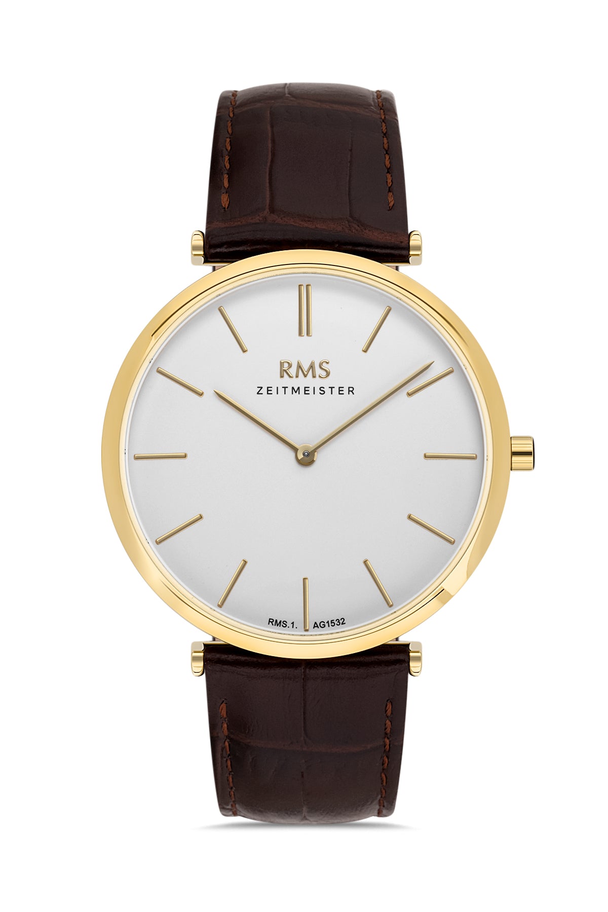 RMS ZEITMEISTER Beyaz Kadran Kahverengi Deri Kayış Erkek Saati