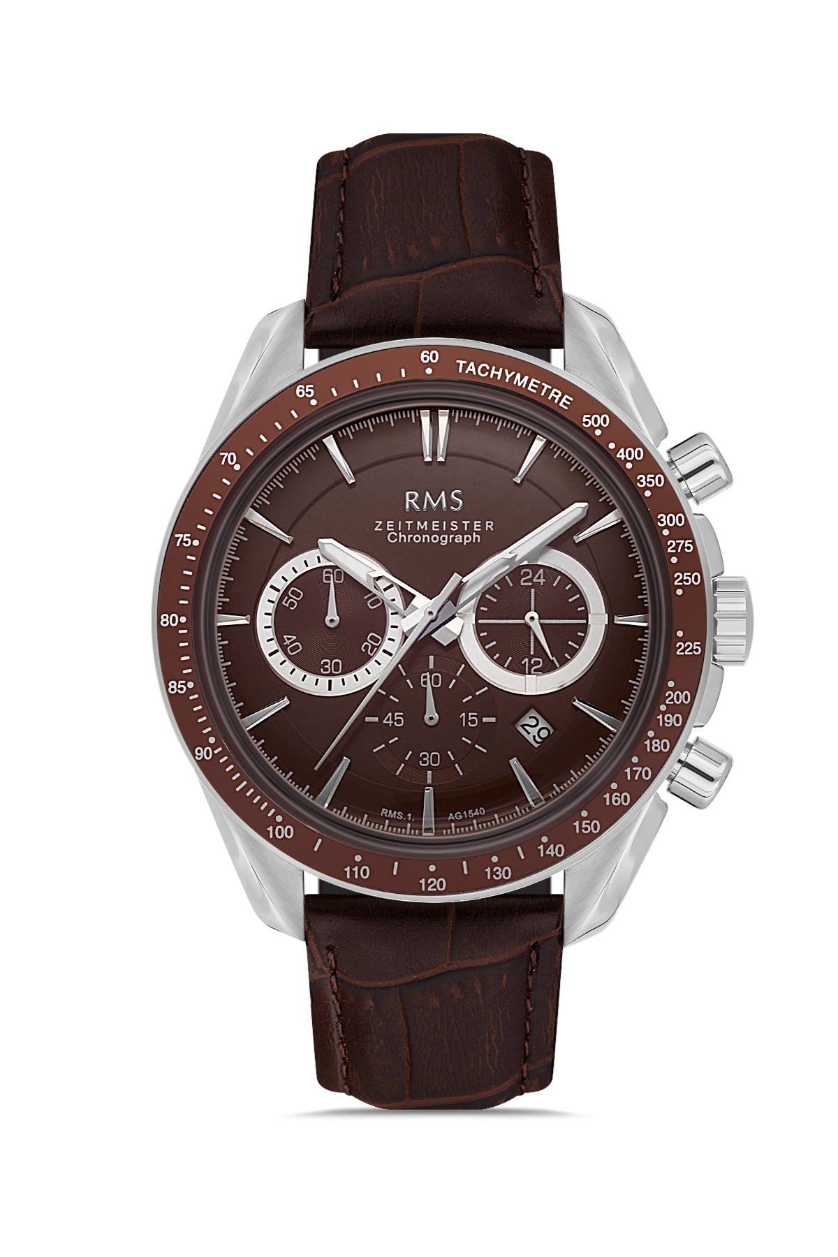 RMS Kahverengi Kadran Gümüş Kaplama Erkek Saati