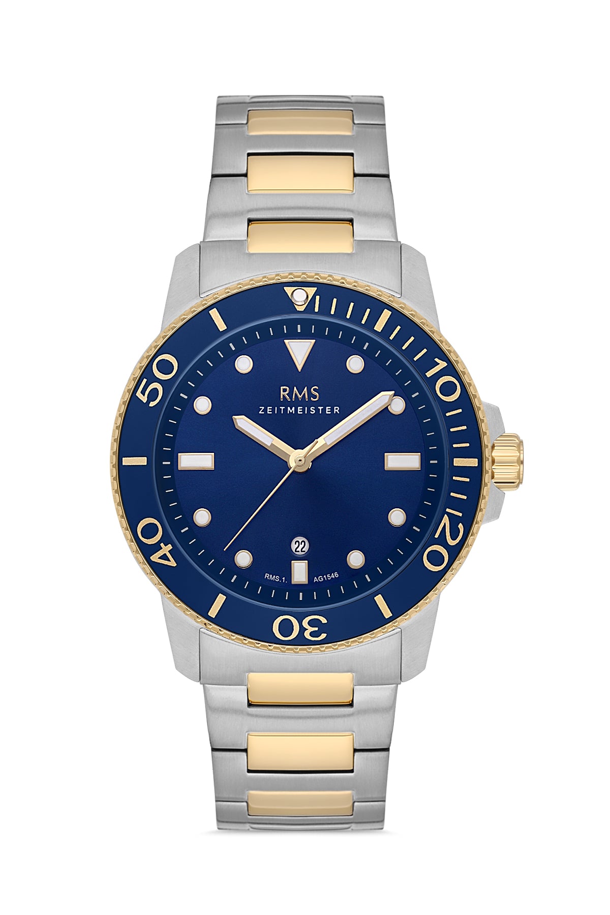 RMS Men's Watch with a Blue Dial and Yellow-White Plating - RMS.1.AG1546.04