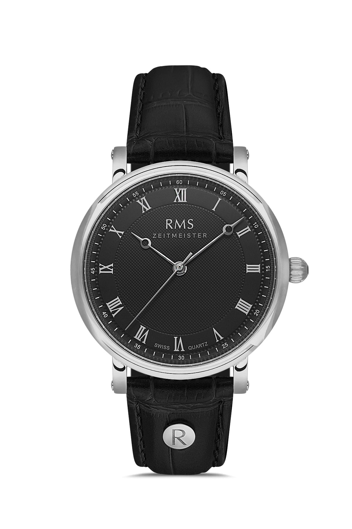 RMS Black Dial Silver Coated Men's Watch - RMS.1.AG1558.02