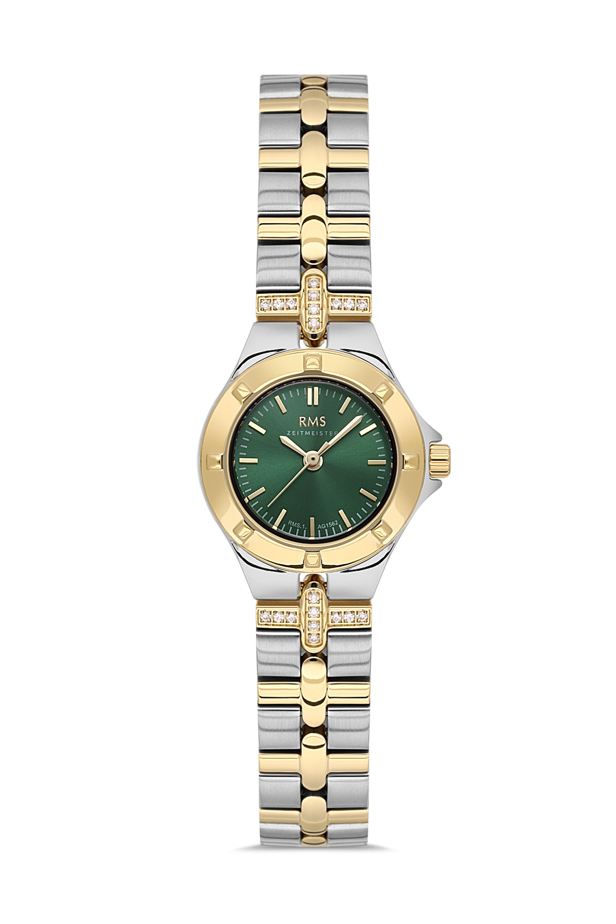 RMS Yeşil Kadran Sarı-Beyaz Kaplamalı Kadın Kol Saati