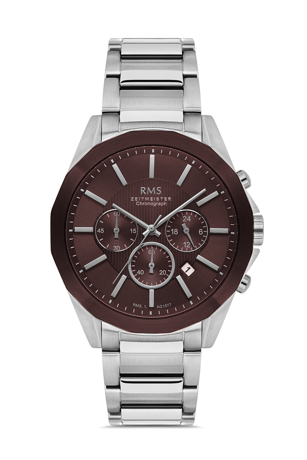 RMS Men's Watch with a Brown Dial and Silver Plating - RMS.1.AG1577.06