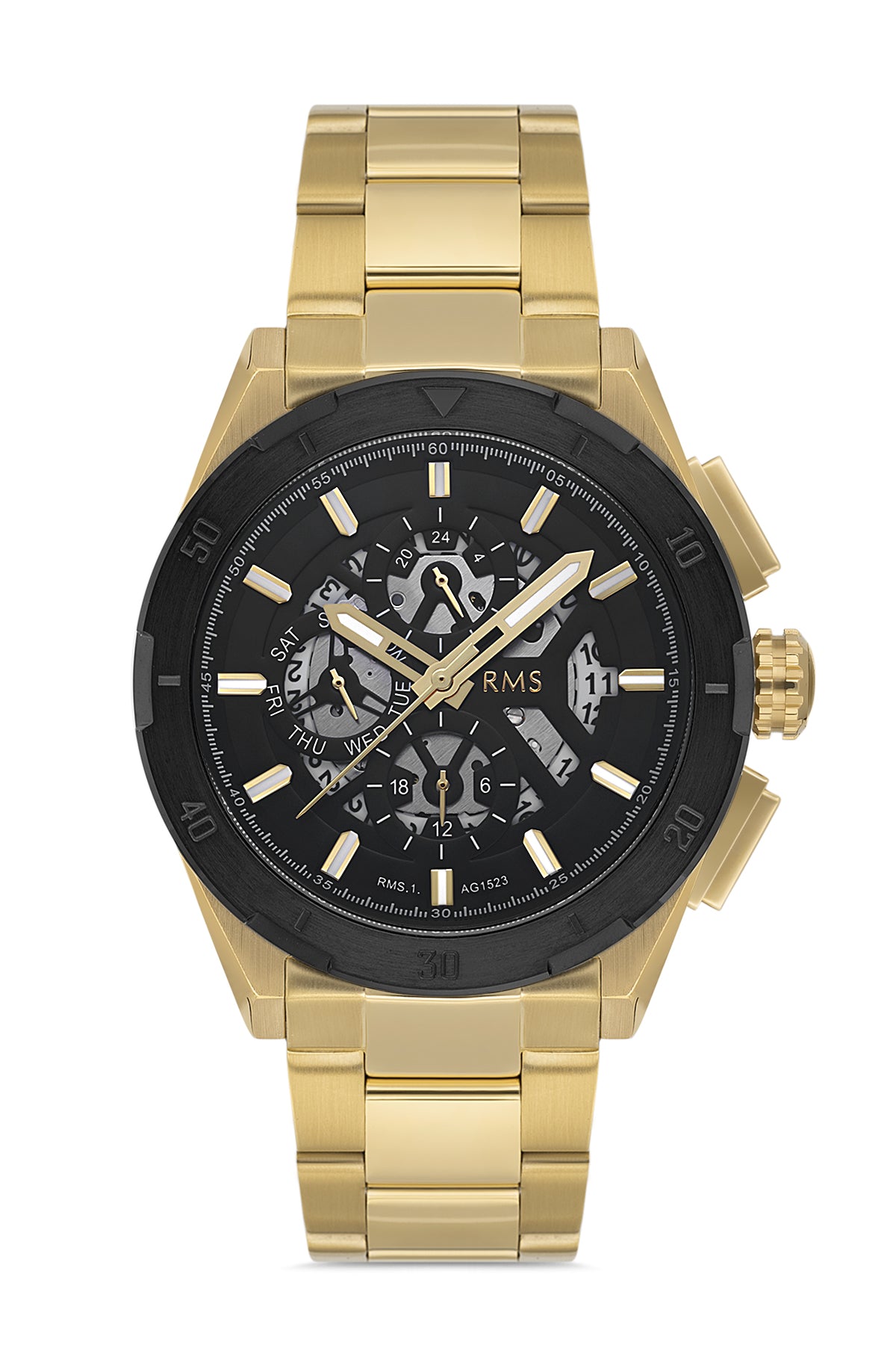 RMS Black Dial Gold-Plated Men's Watch - RMS.1.AG1523.06