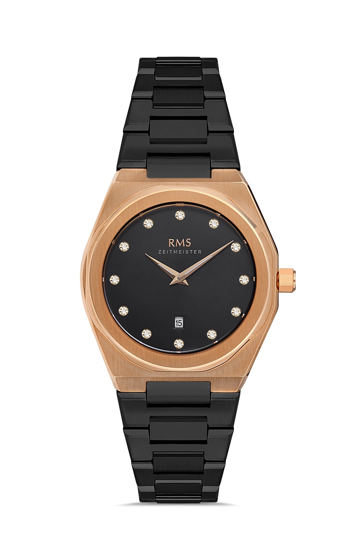 RMS Black Dial Rose Coated Women's Wristwatch - RMS.1.AG1408.06RMS.1.AG1408.06
