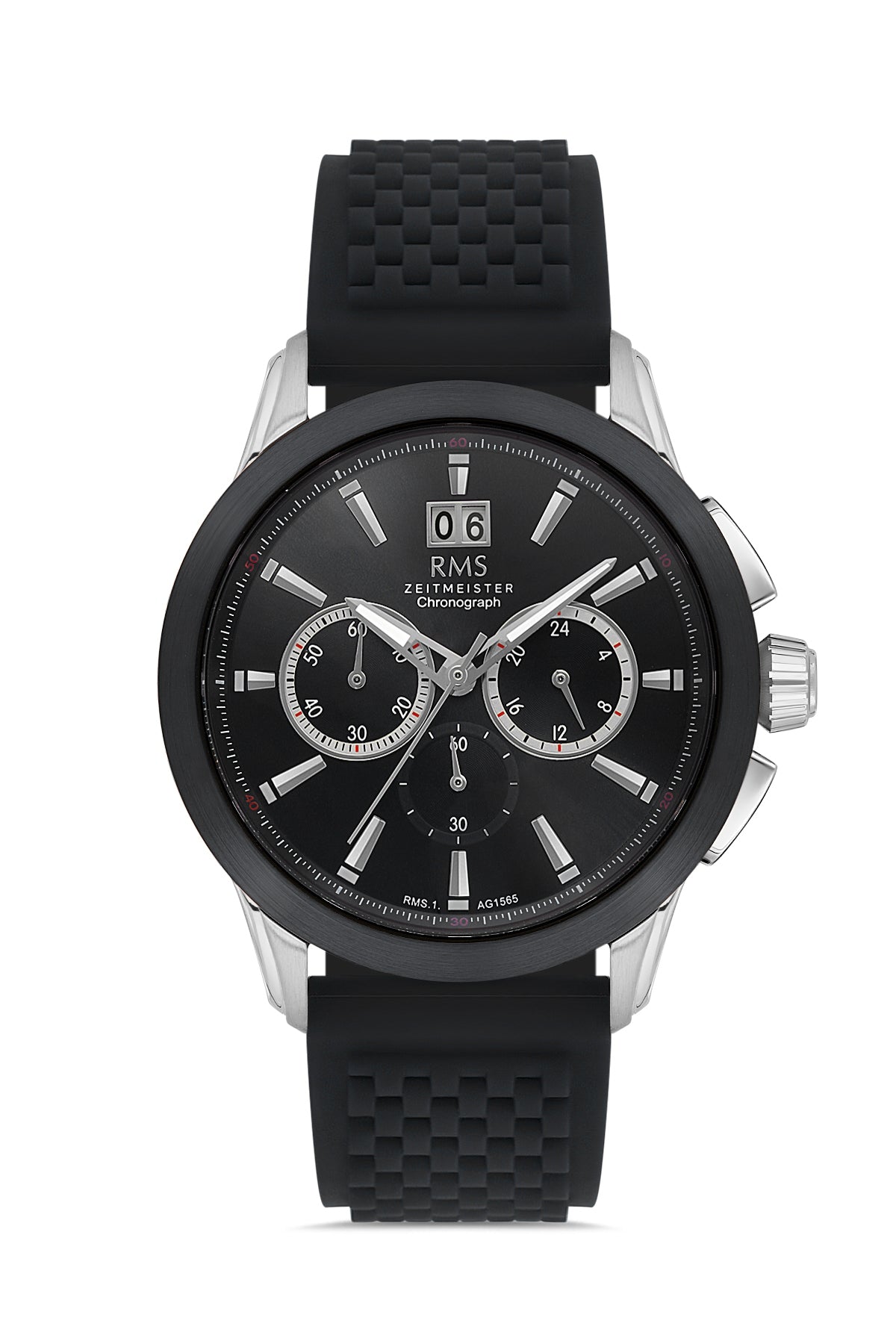 RMS Black Dial Silver-Black Plated Men's Wristwatch - RMS.1.AG1565.01