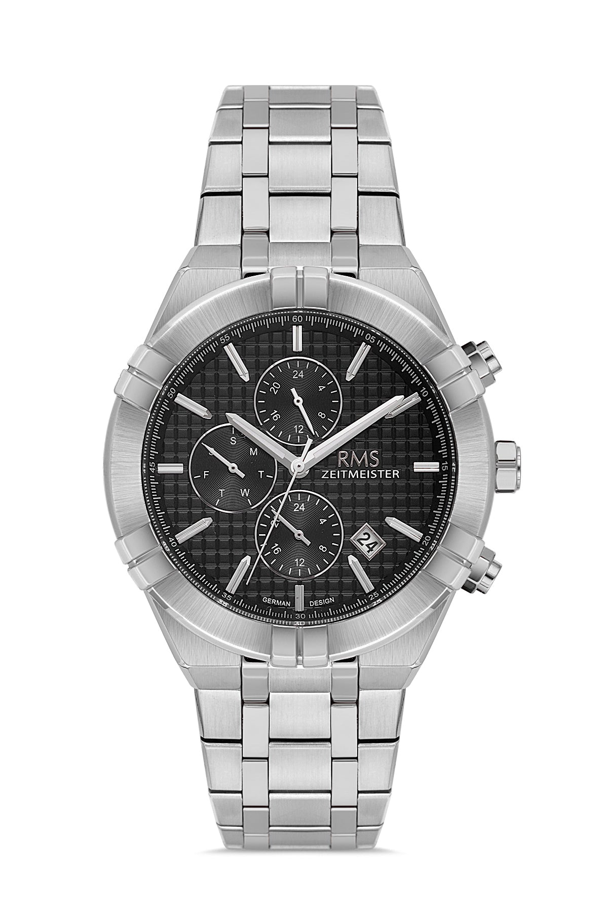 RMS Black Dial Silver-Plated Men's Watch - RMS.1.AG1542.03