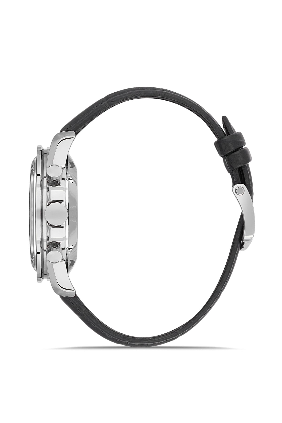 RMS Zeitmeister RMS.1.AG1540.02 men's watch with black dial, silver case and genuine leather strap – side view