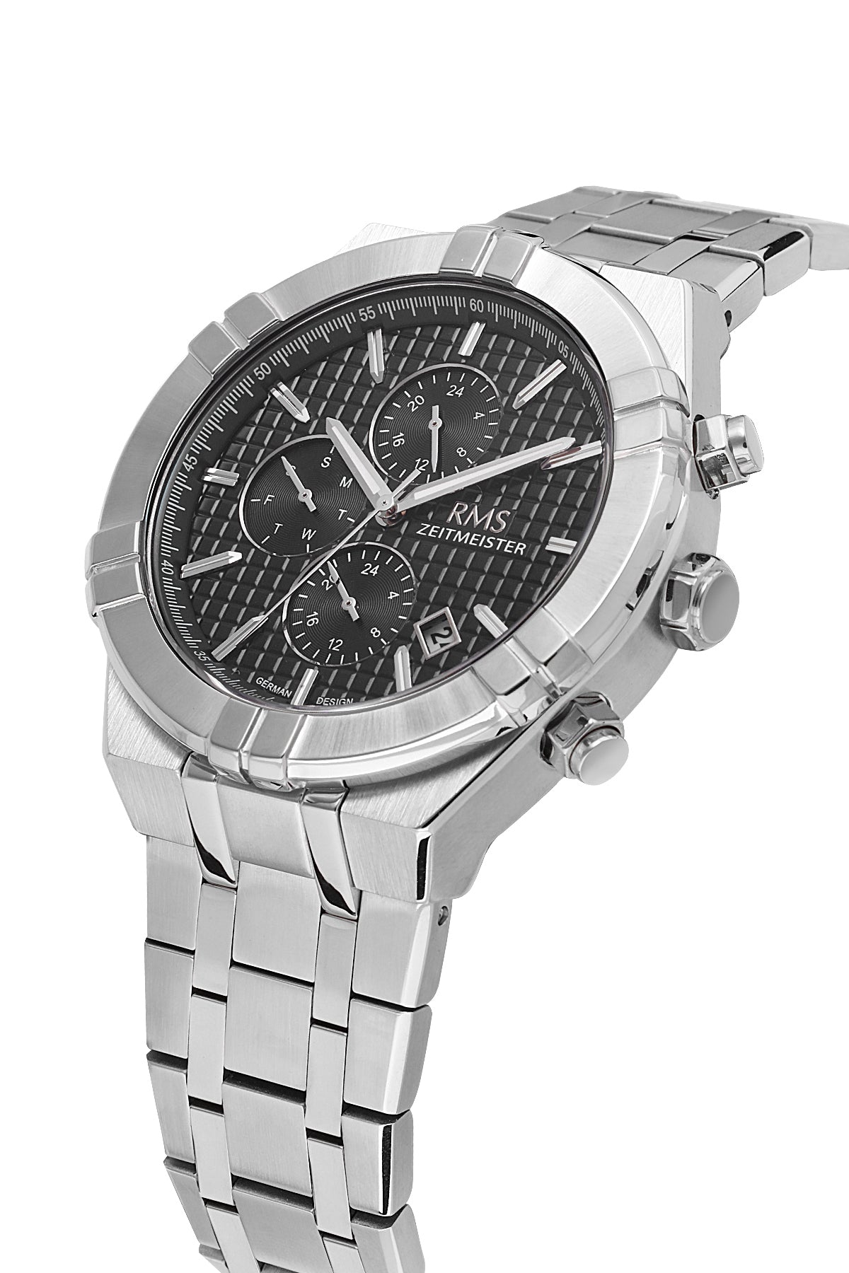RMS Black Dial Silver-Plated Men's Watch - RMS.1.AG1542.03 - 4