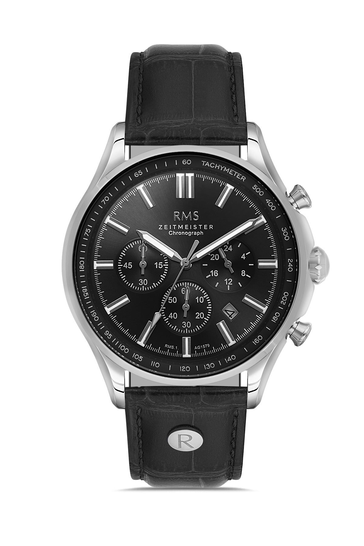 RMS Siyah Kadran Gümüş Kaplama Erkek Kol Saati