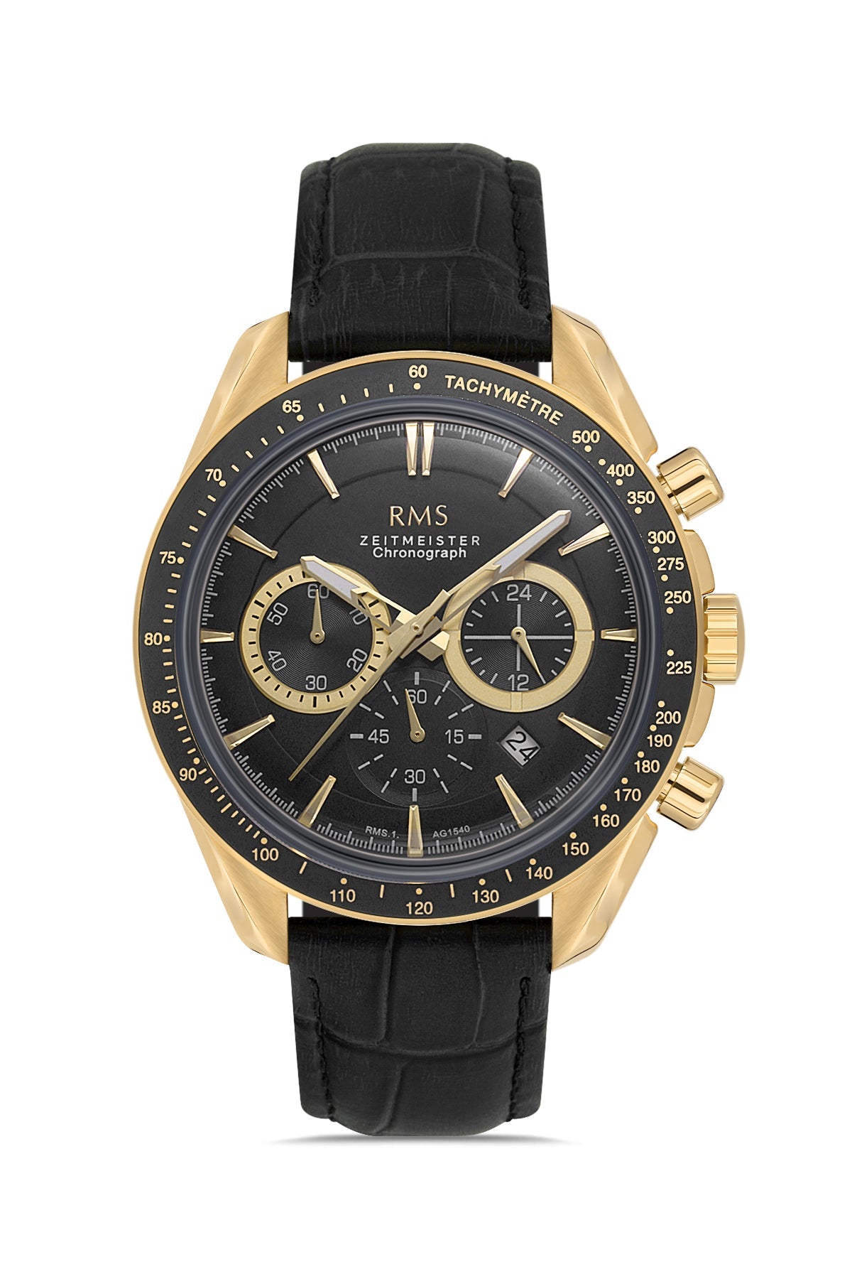 RMS Black Dial Yellow-Plated Men's Watch - RMS.1.AG1540.06