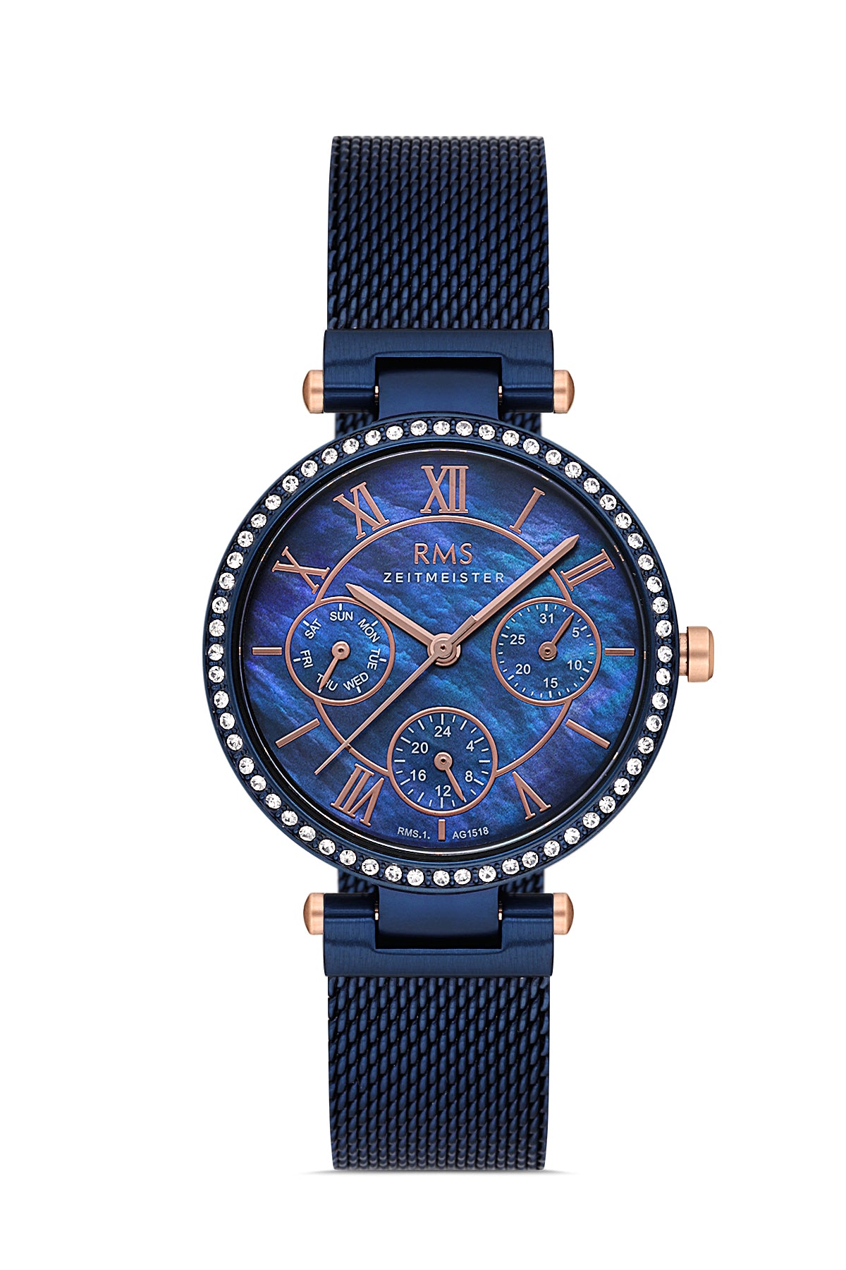 RMS Blue Dial Blue Coated Women's Wristwatch - RMS.1.AG1518.08