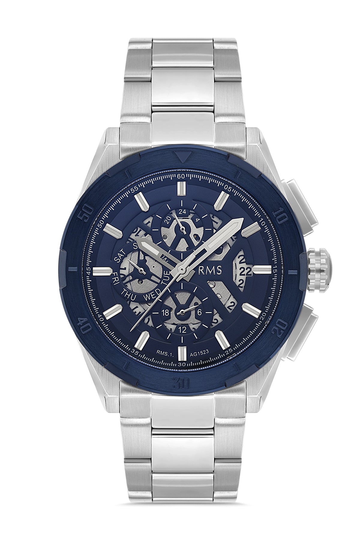 RMS Blue Dial Silver-Blue Plated Men's Watch - RMS.1.AG1523.03