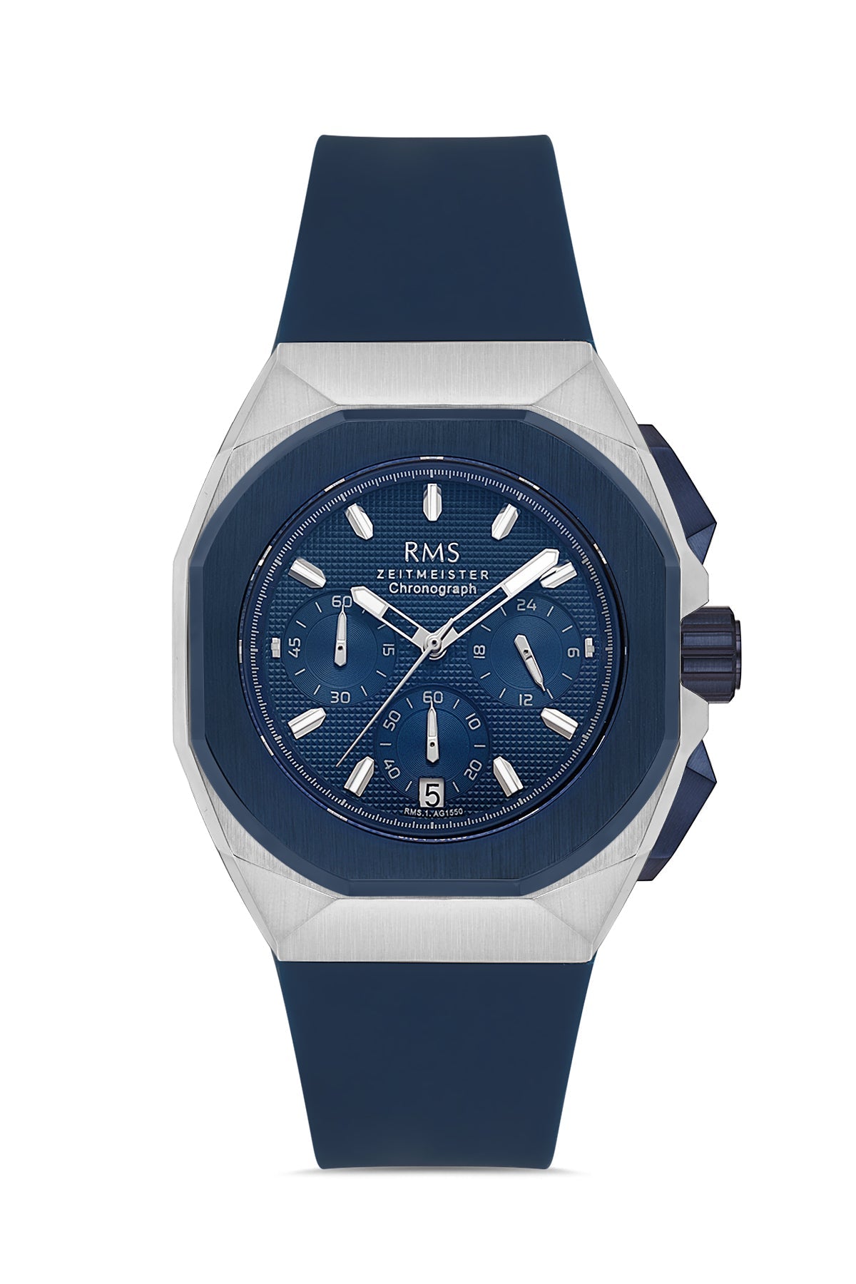 RMS Blue Dial Silver-Blue Plated Men's Wristwatch - RMS.1.AG1550.02