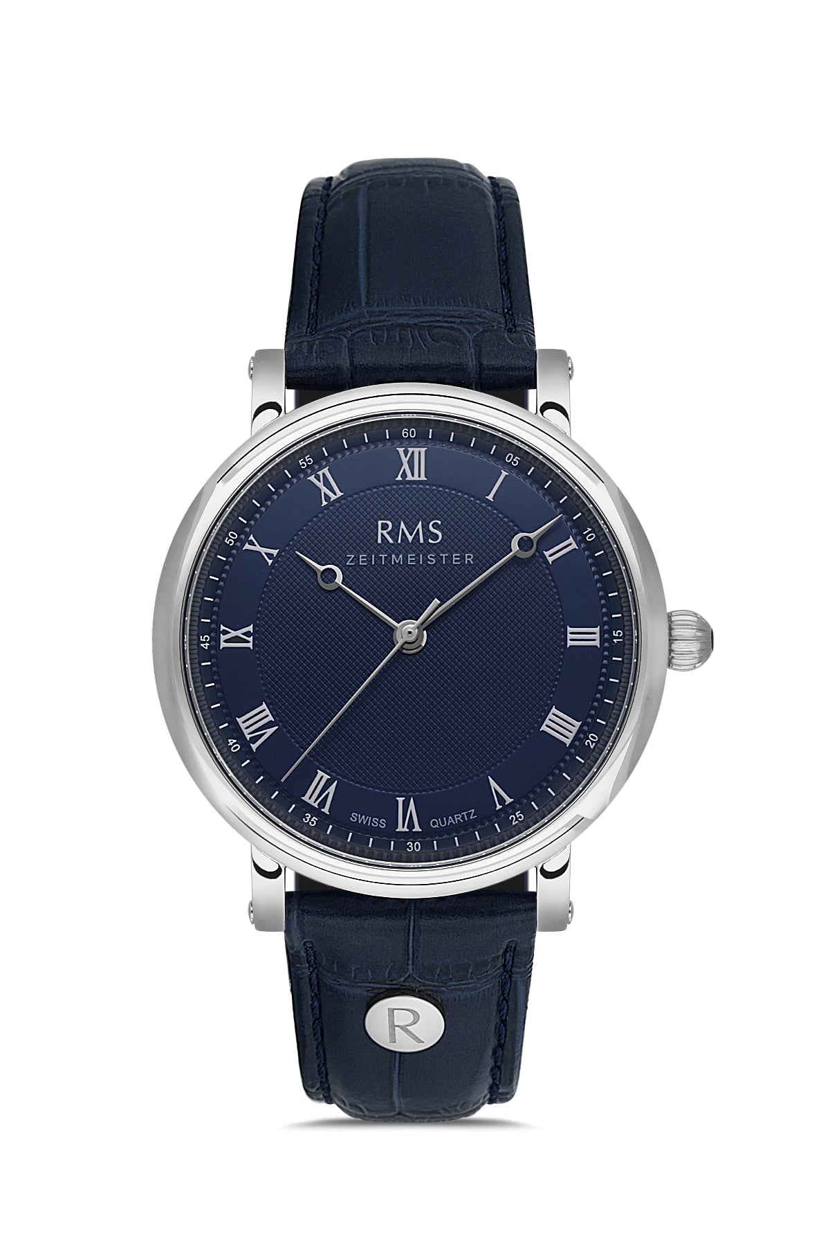 RMS Herrenuhr mit blauem Zifferblatt und silberfarbenem Gehäuse - RMS.1.AG1558.03