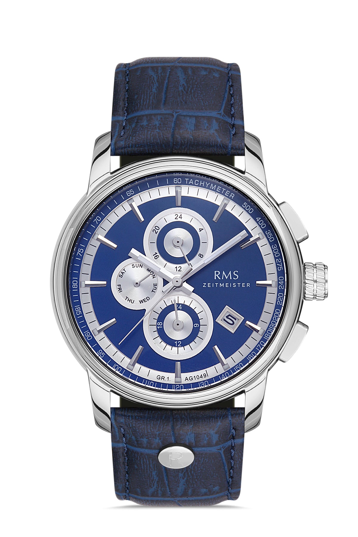 RMS Blue Dial Silver-Plated Men's Watch - RMS.1.AG1049.04