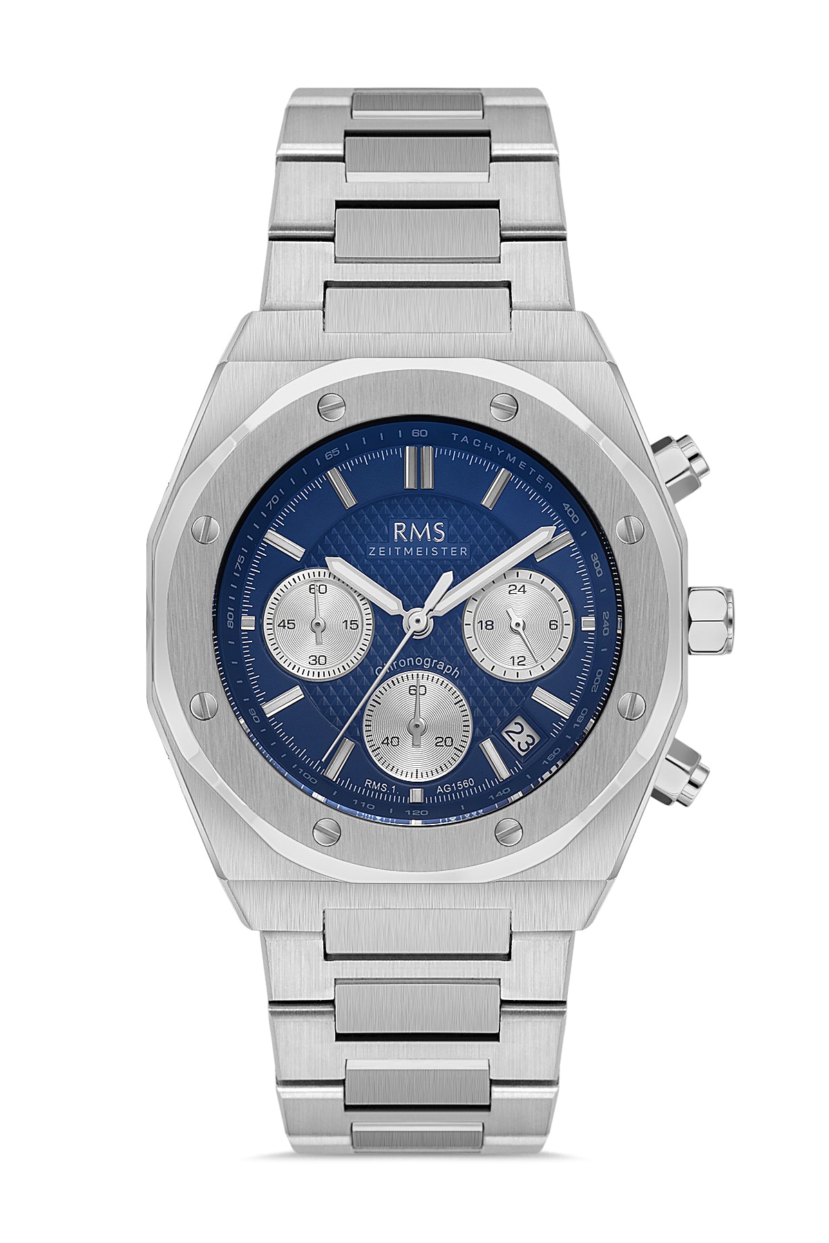 RMS Blue Dial Silver-Plated Men's Watch - RMS.1.AG1560.03