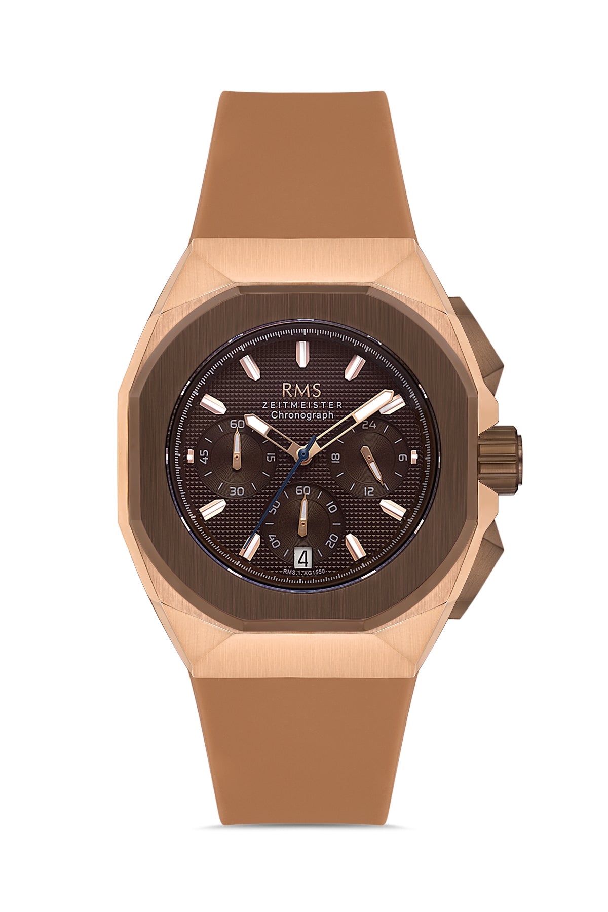 RMS Brown Dial Rose-Brown Plated Men's Wristwatch - RMS.1.AG1550.07