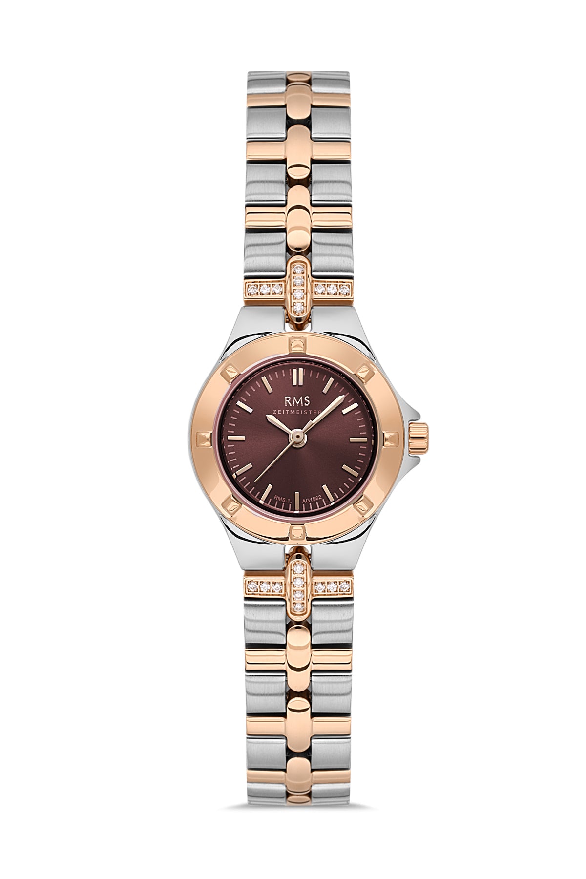 RMS Brown Dial Rose-White Coated Women's Wristwatch - RMS.1.AG1562.05