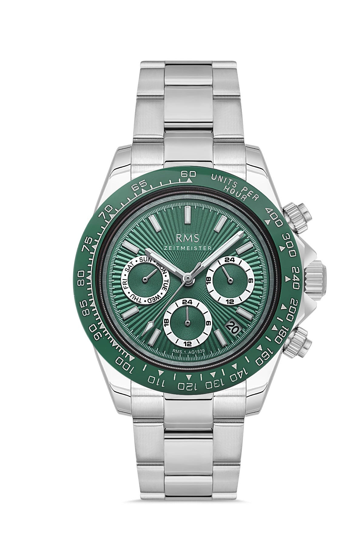 RMS Green Dial Silver Coated Men's Watch - RMS.1.AG1539.04