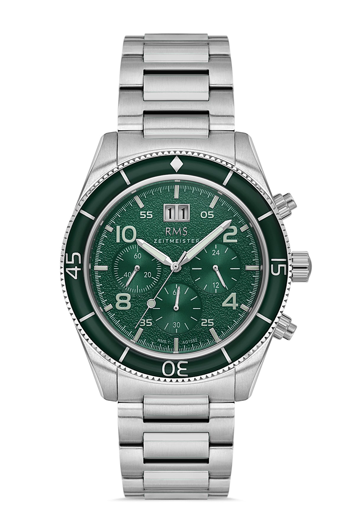 RMS Green Dial Silver-Plated Men's Watch - RMS.1.AG1552.03
