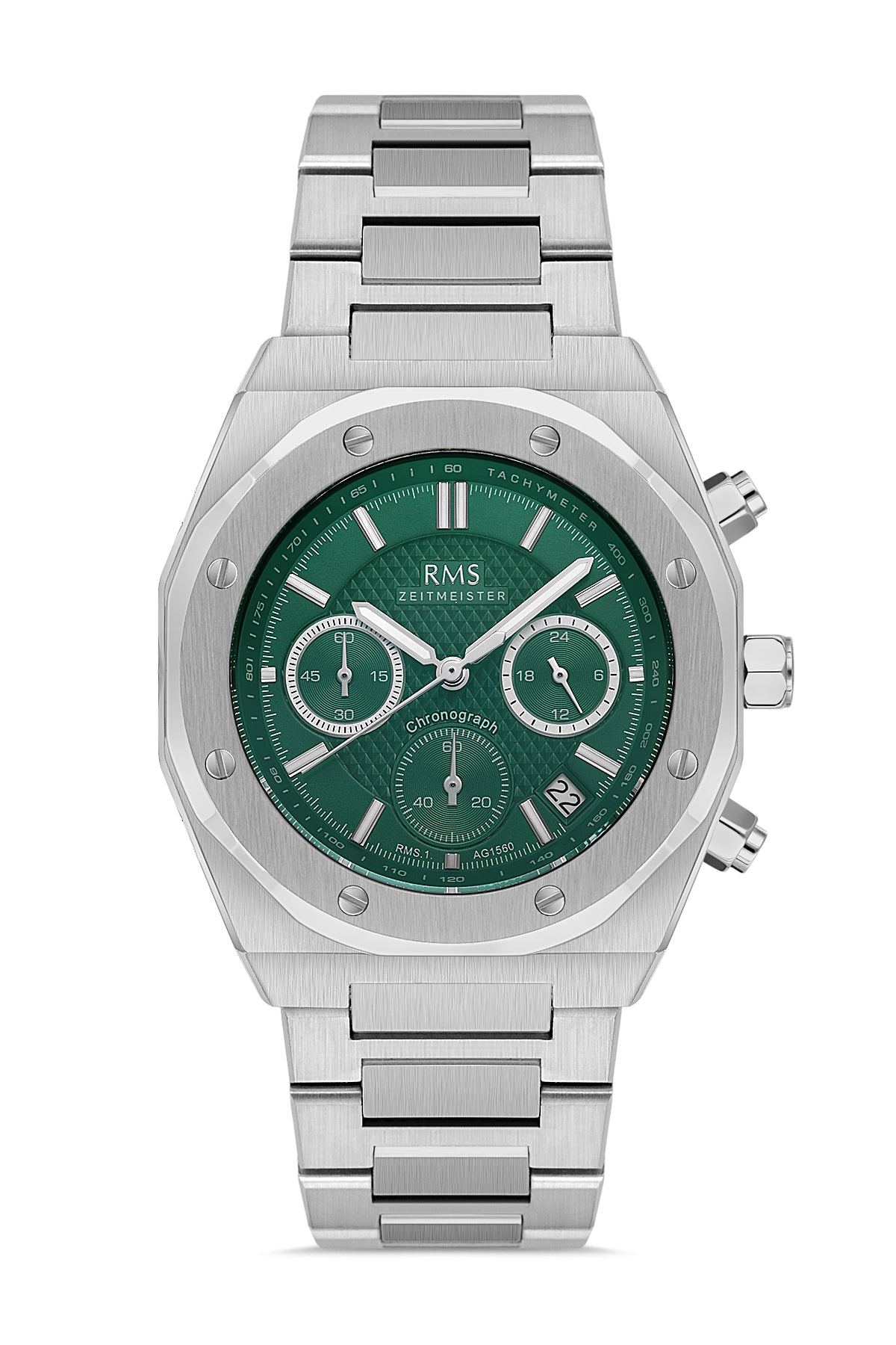 RMS Green Dial Silver-Plated Men's Watch - RMS.1.AG1560.04