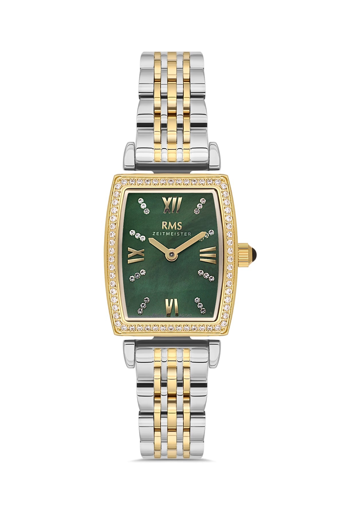 RMS Green Dial Yellow-White-Plated Women's Wristwatch