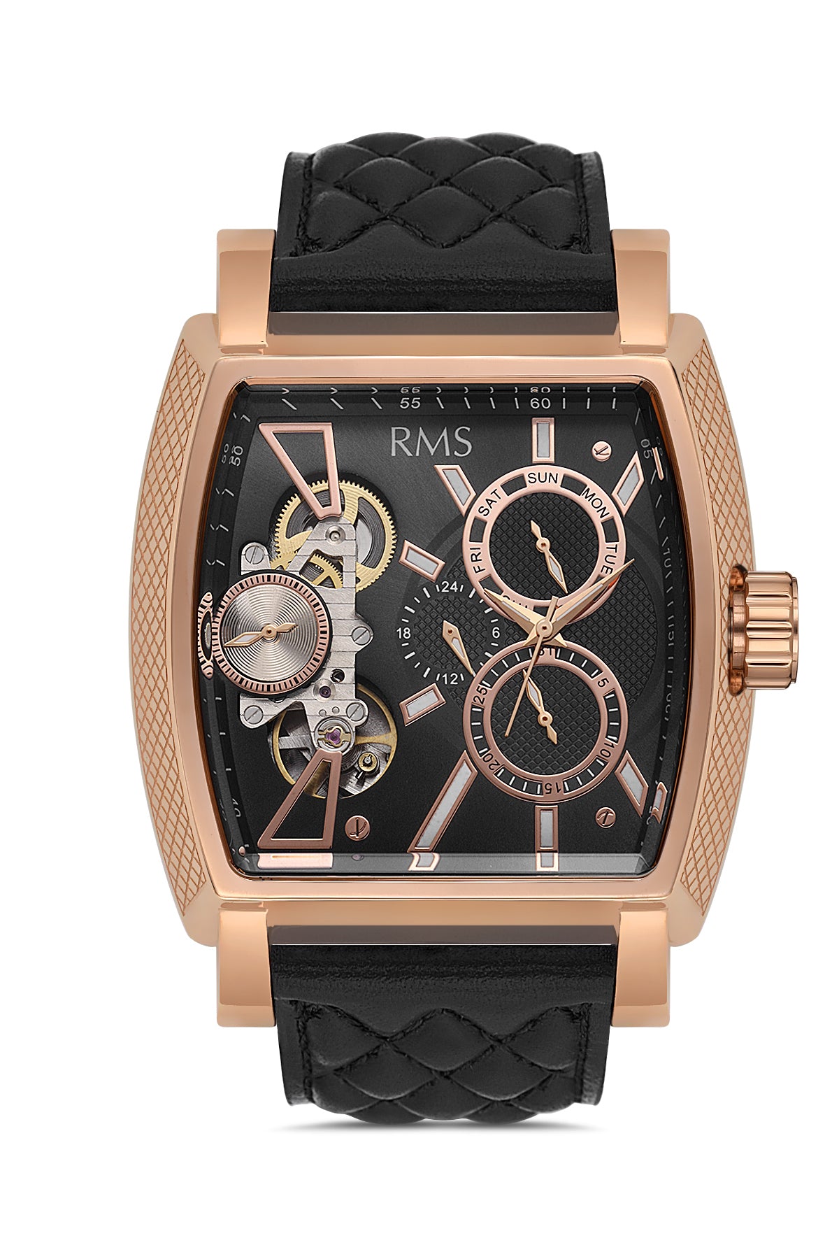 RMS Black Dial Rose Coated Men's Watch - RMS.1.AG1054.01
